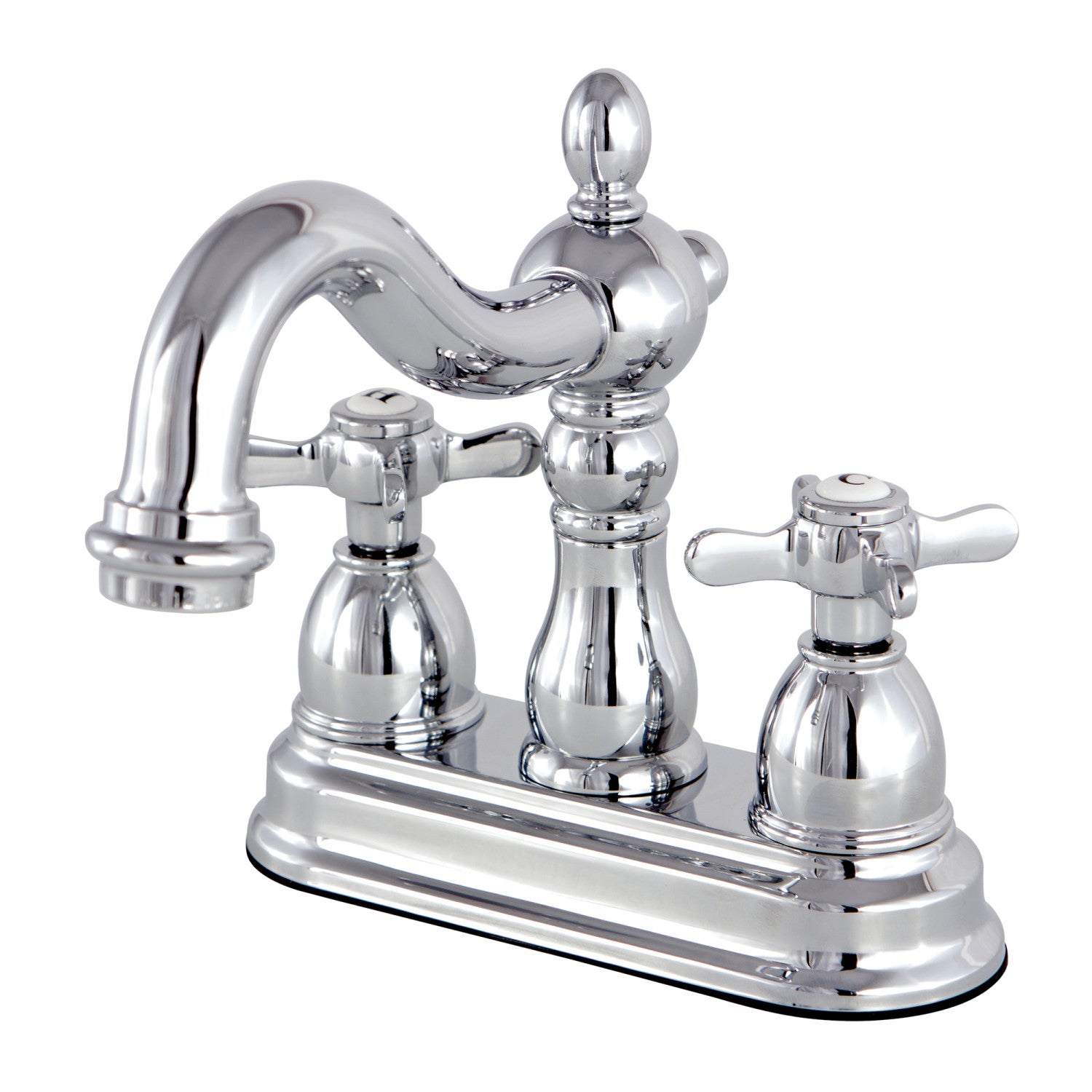 Kingston Heirloom KS1601BEX - Essex Double-Handle 3 trous montage sur plage 4-Inch Centerset Robinet de salle de bains avec laiton à tirette, Chrome poli