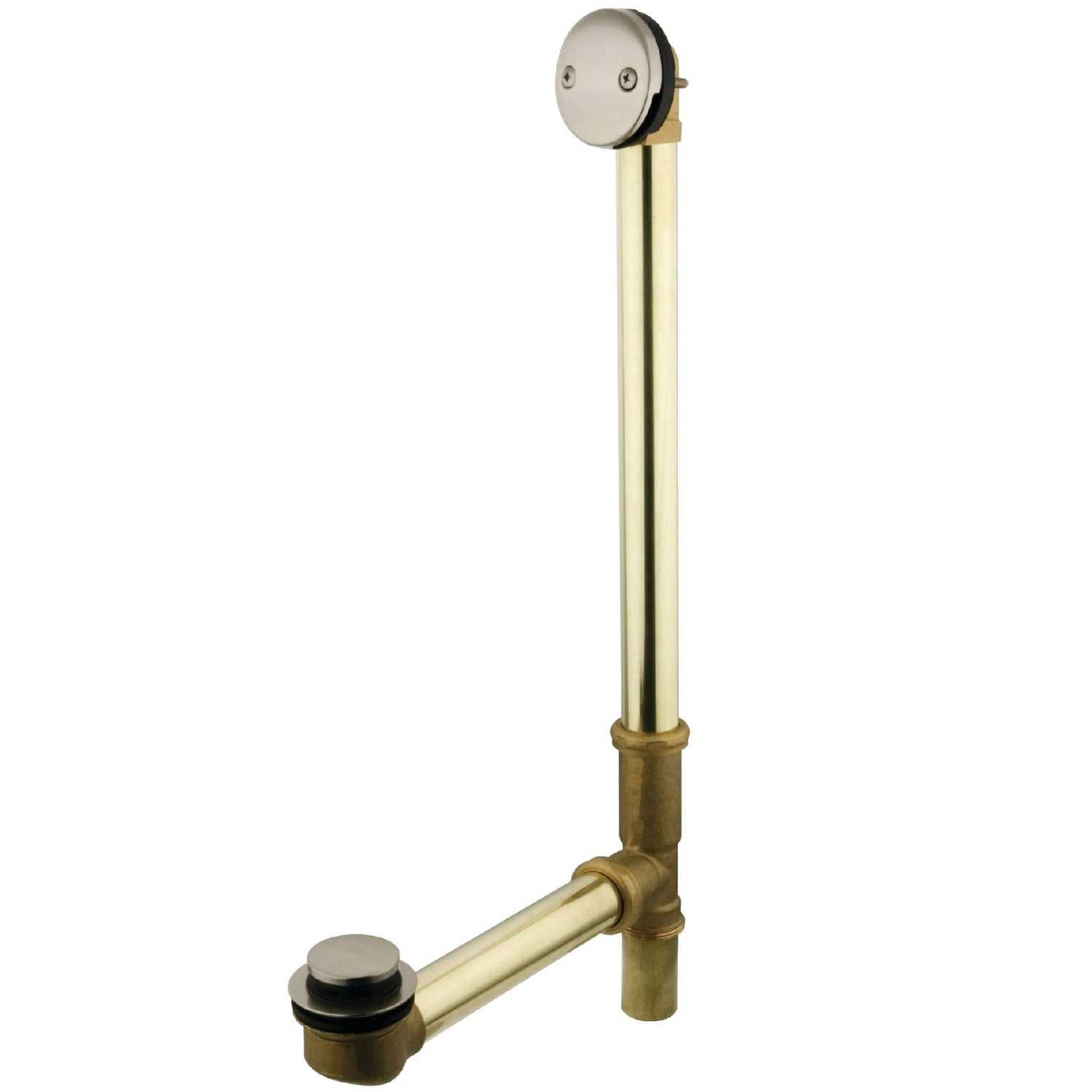 Kingston Tulare DTT2188 - Made To Match 23-Inch Brass Toe Touch Tub Waste and Overflow, Brushed Nickel