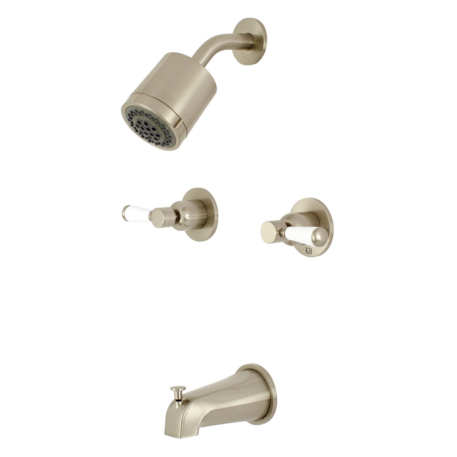 Kingston Tulare KBX8148DPL - Robinet de douche et baignoire à double poignée Paris, Nickel brossé