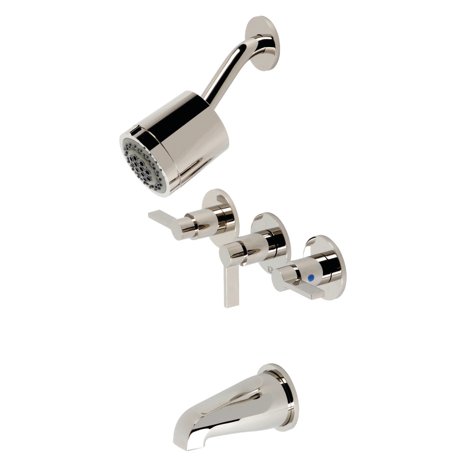 Kingston Sona KBX8136NDL - Robinet de baignoire et de douche à triple poignée NuvoFusion, nickel poli