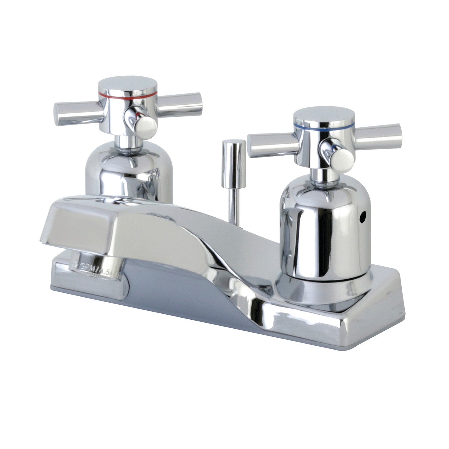 Kingston Concord FB201DX Double-Handle 3 trous montage sur plage 4-Inch Centerset Robinet de salle de bain avec drain à tirette ABS, chrome poli