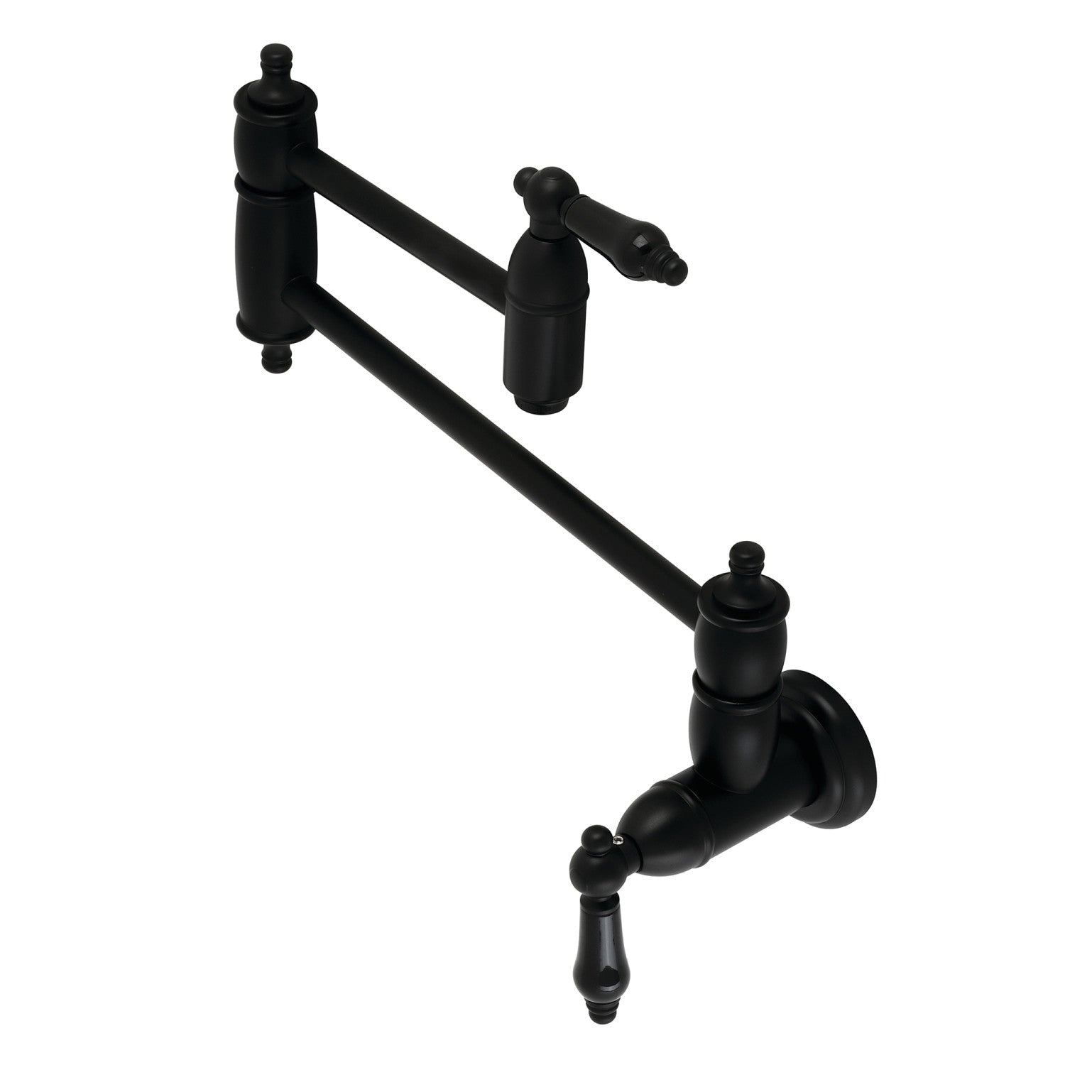 Kingston Heirloom KS3100PKL - Robinet de remplissage pour pot de montage mural à deux poignées 1 trou, noir mat