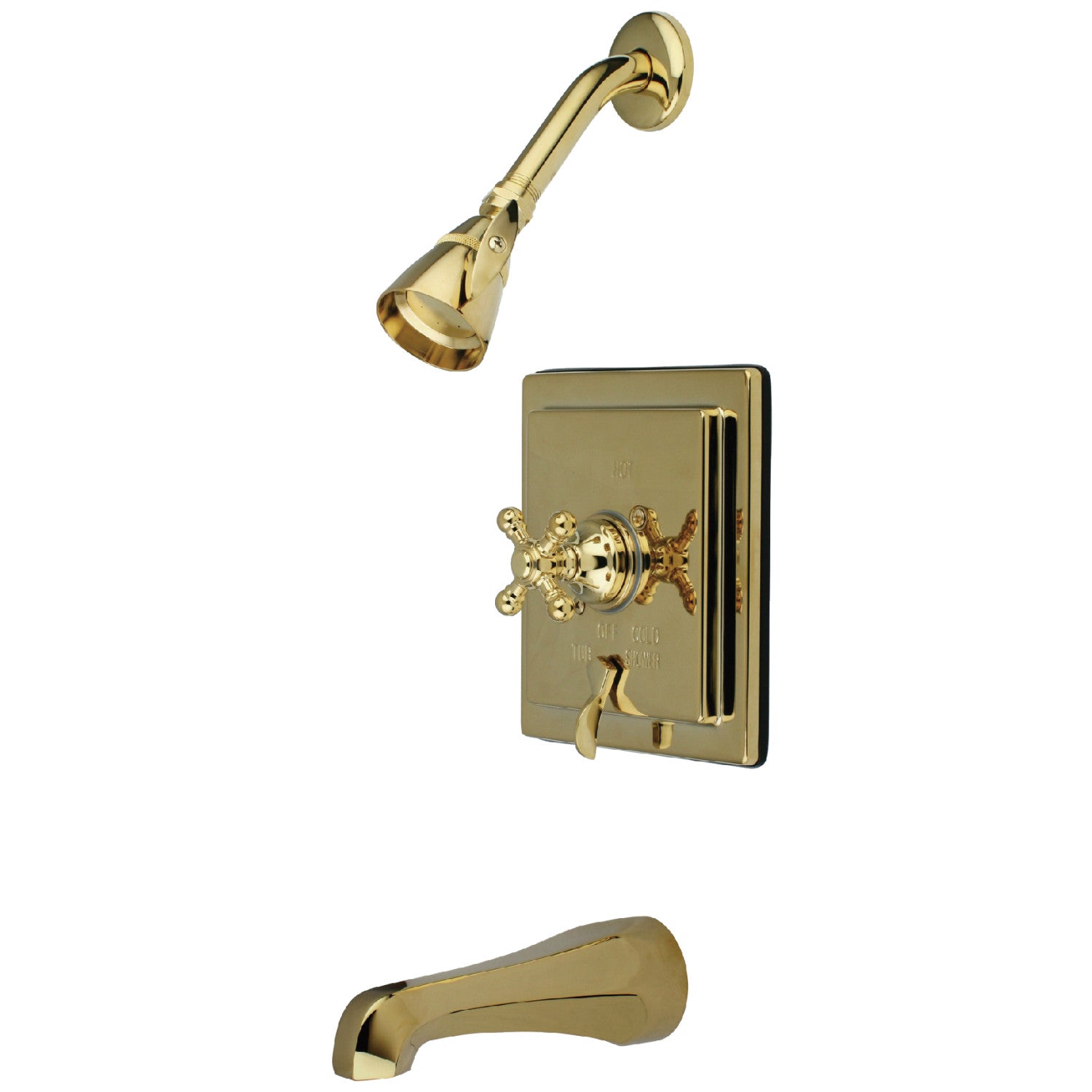 Kingston Tulare KB86524BX - Robinet de baignoire et de douche à pression à une poignée, laiton poli