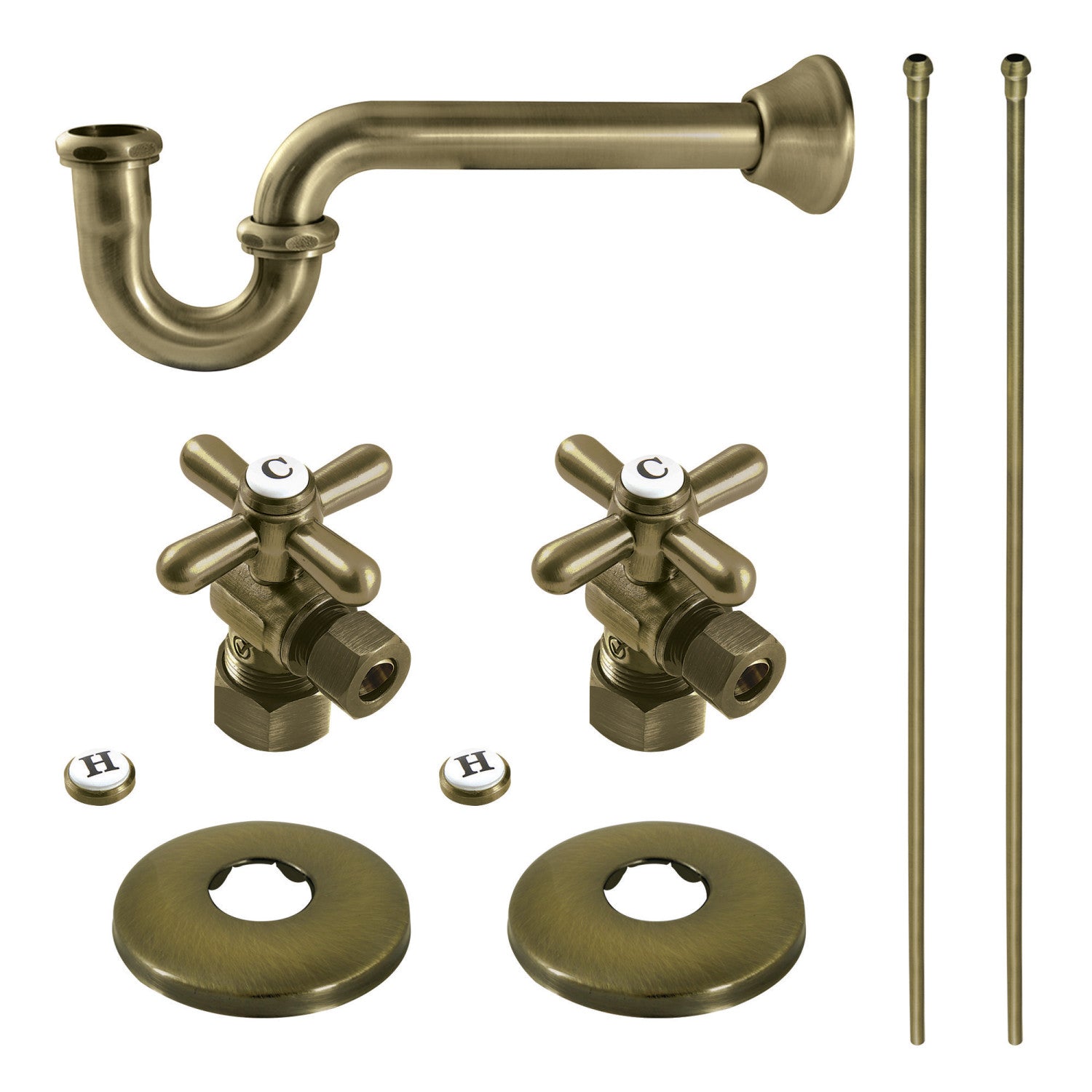 Kingston Heirloom KPK303 - Trimscape Traditional Plumbing Supply Kit Combo, Antique Brass