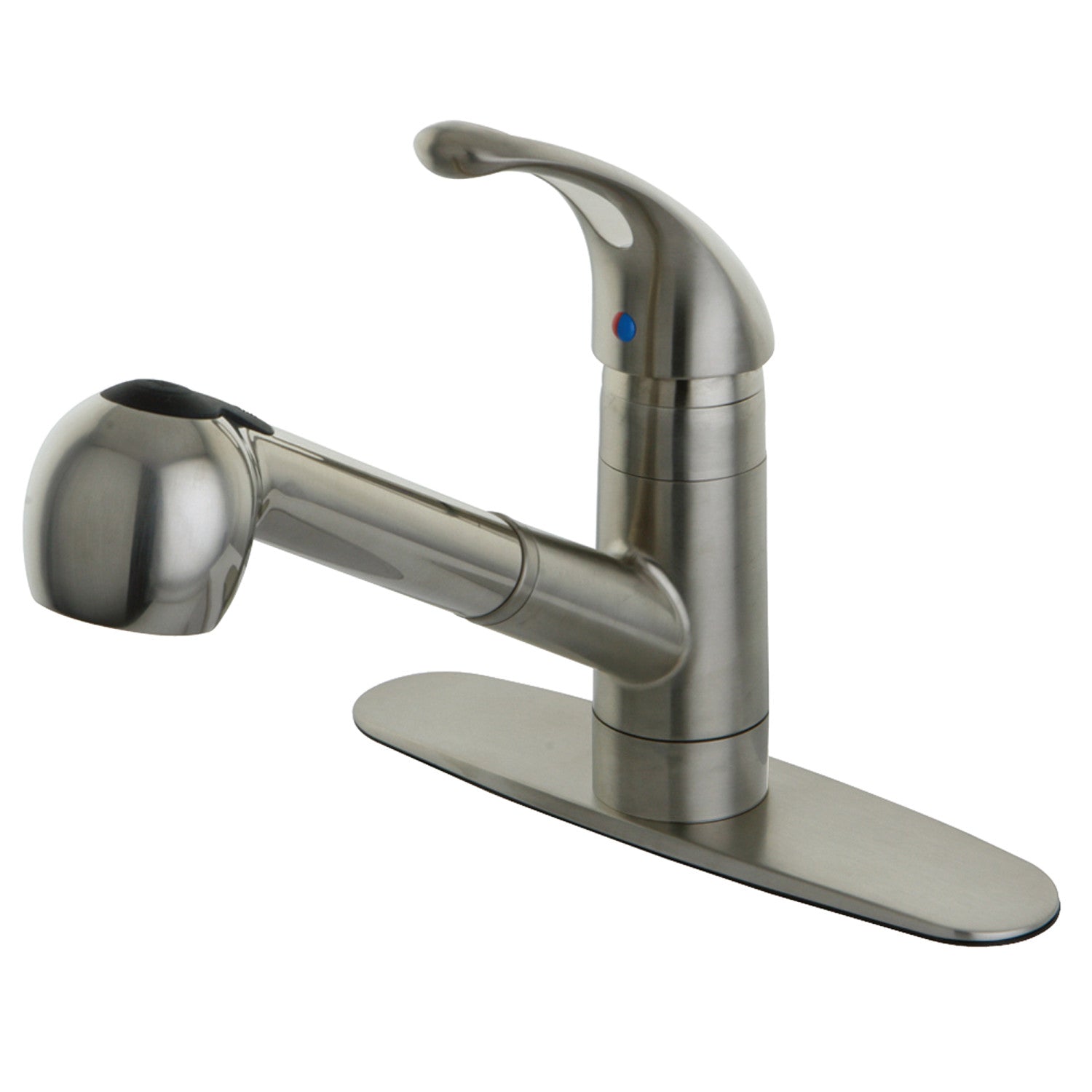 Kingston Tulare GSC888NCLSP - Century Single-Handle 1-or-3 Hole Deck Mount Pull-Out Sprayer Kitchen Faucet, Brushed Nickel