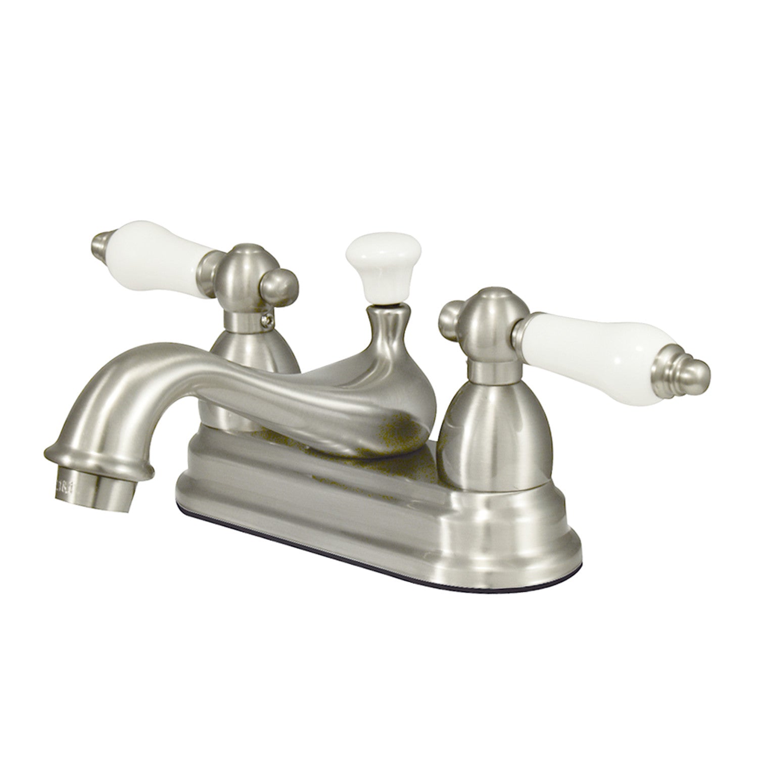 Kingston Heirloom KS3608PL - Robinet de salle de bains à double poignée de restauration 3 trous montage sur plage 4-Inch Centerset avec laiton à tirette, Nickel brossé