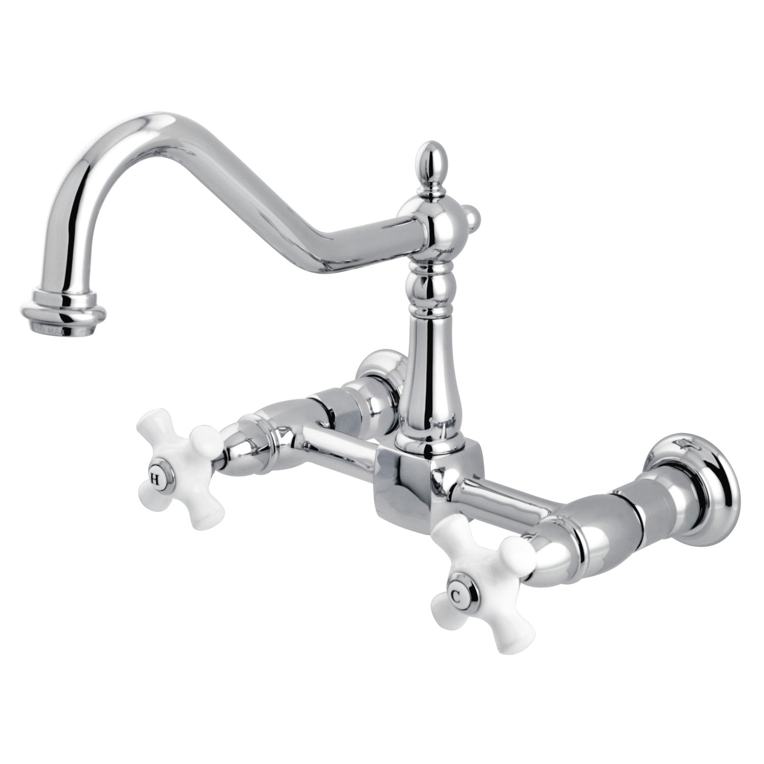 Kingston Heirloom KS1241PX - Robinet de cuisine à deux poignées Heritage 2 trous, chrome poli