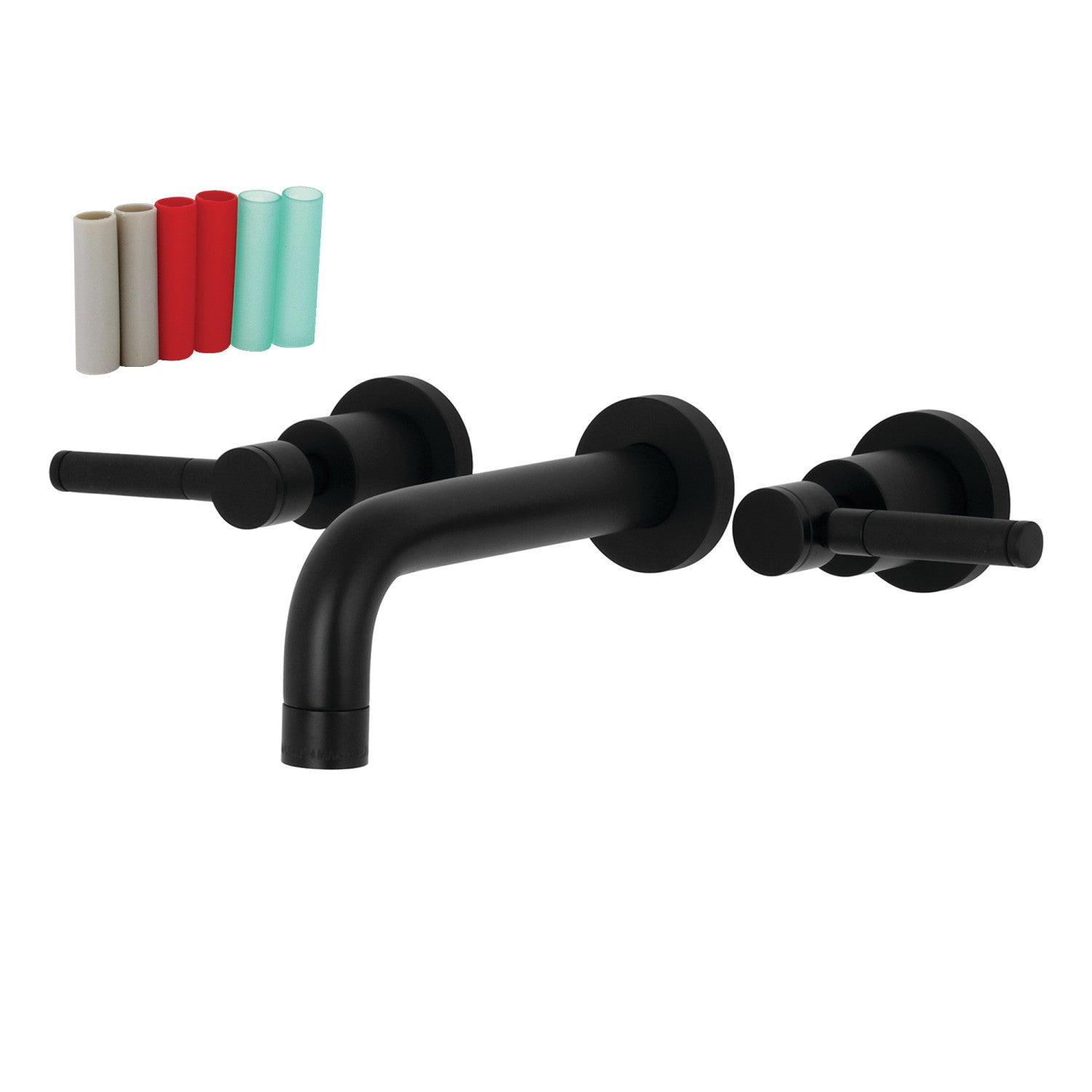 Kingston Sona KS8120DKL - Kaiser Double-Handle 3-Hole Wall Mount Bathroom Faucet, Matte Black