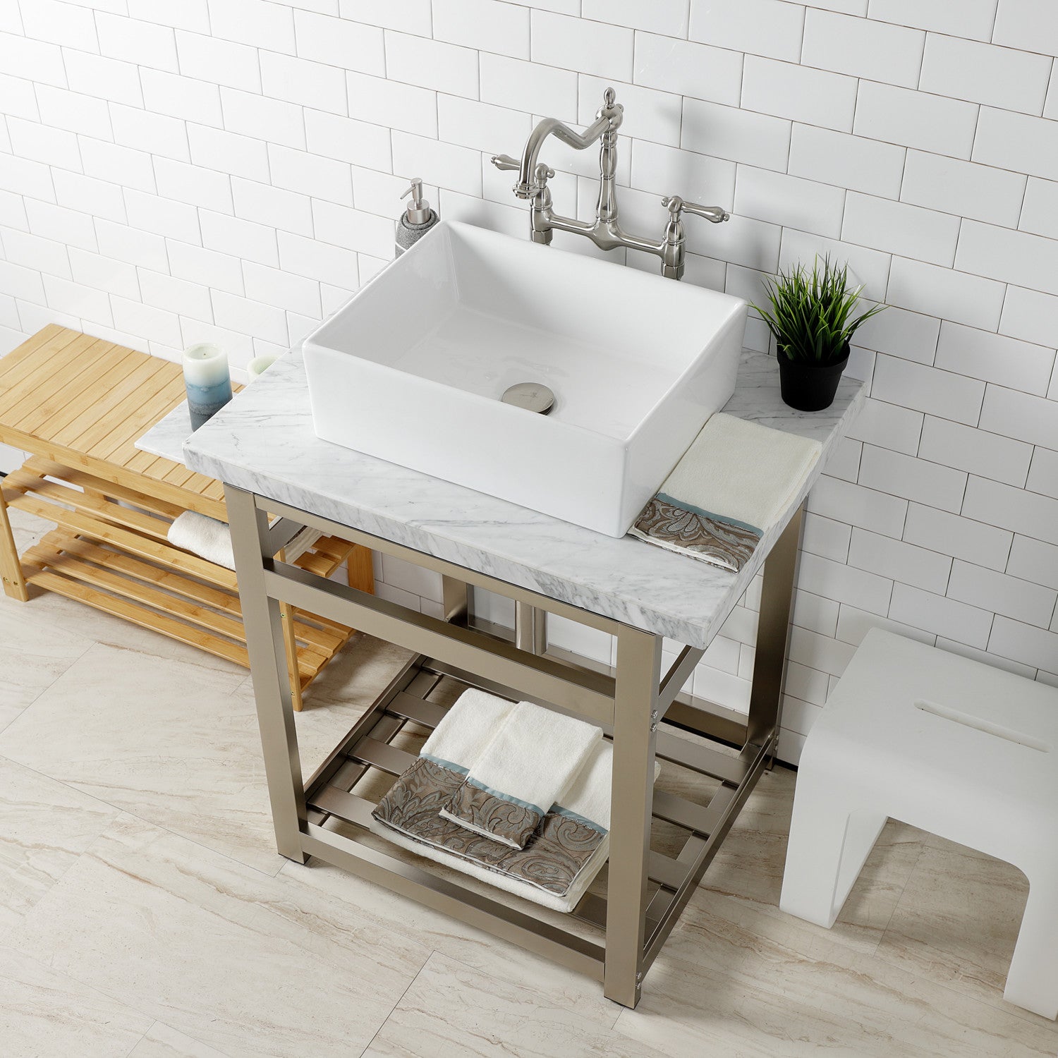 Kingston Sona CC53308DLTRMK2 - Trimscape Modern Plumbing Sink Trim Kit with Bottle Trap and Overflow Drain, Brushed Nickel