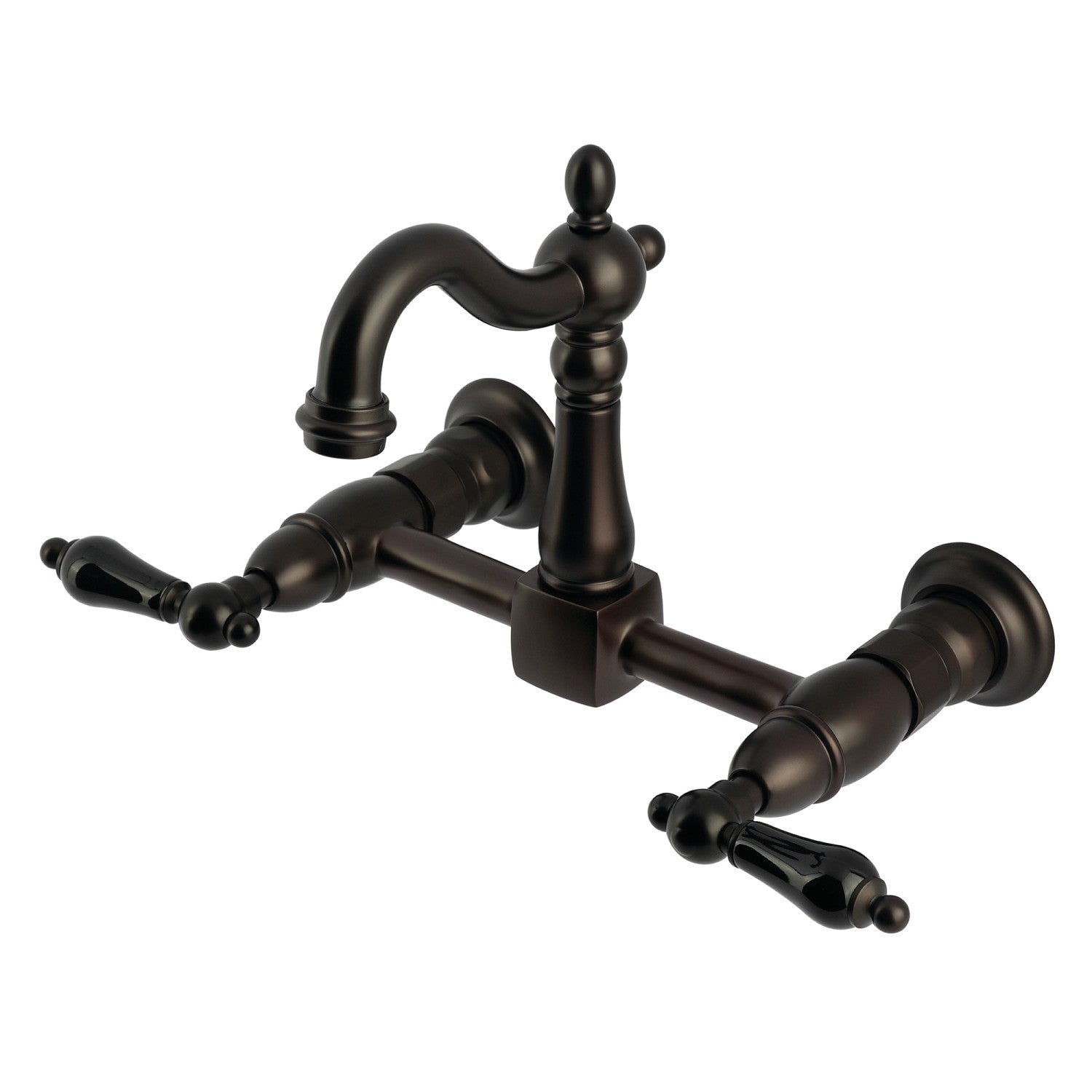 Kingston Heirloom KS2445PKL - Robinet de cuisine à deux poignées 2 trous Wall Mount Bridge, bronze frotté à l'huile