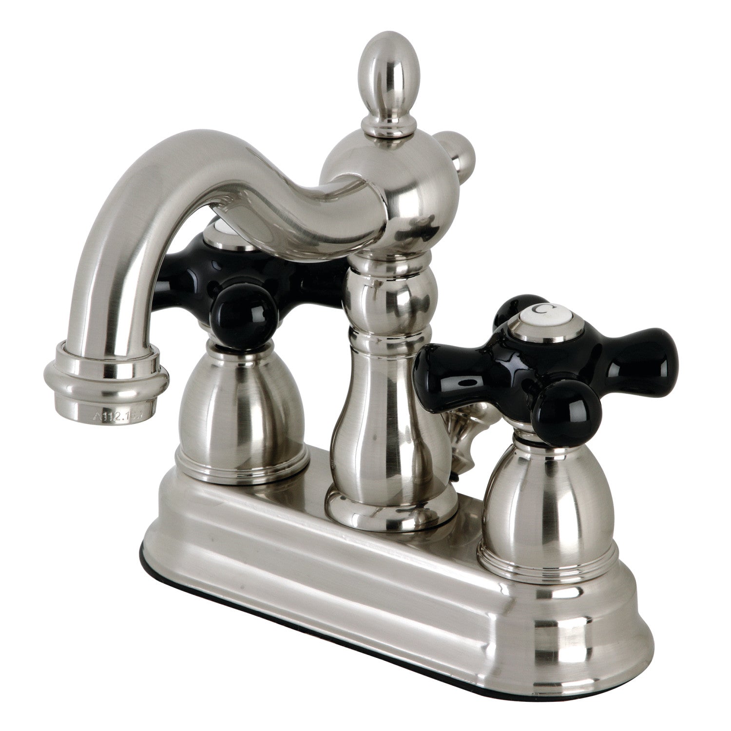 Kingston Heirloom KB1608PKX - Duchesse Double-Handle 3 trous montage sur plage 4-Inch Centerset Robinet de salle de bain avec drain à tirette, Nickel brossé