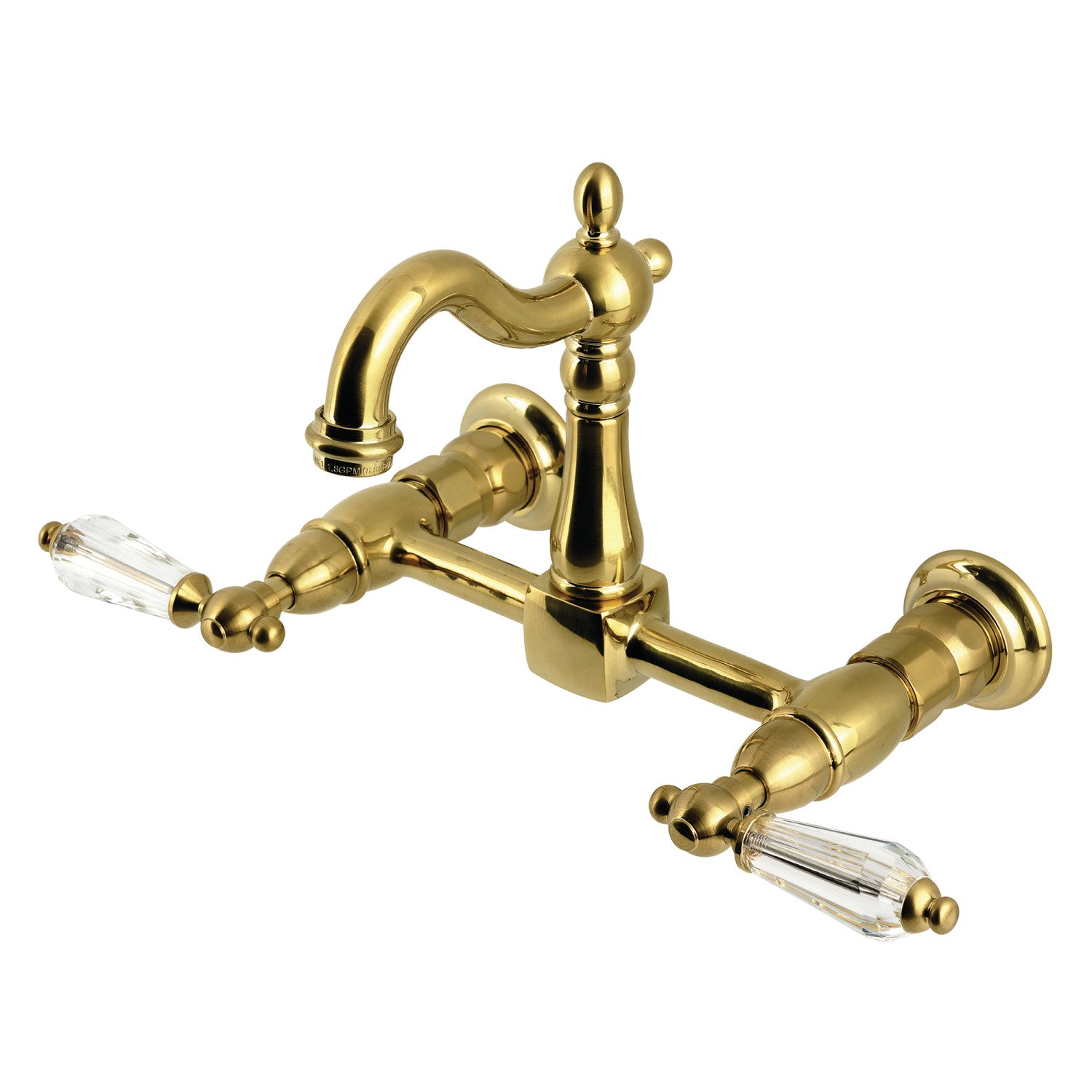 Kingston Heirloom KS2447WLL - Robinet de cuisine à deux poignées Willshire Wall Mount Bridge, laiton brossé