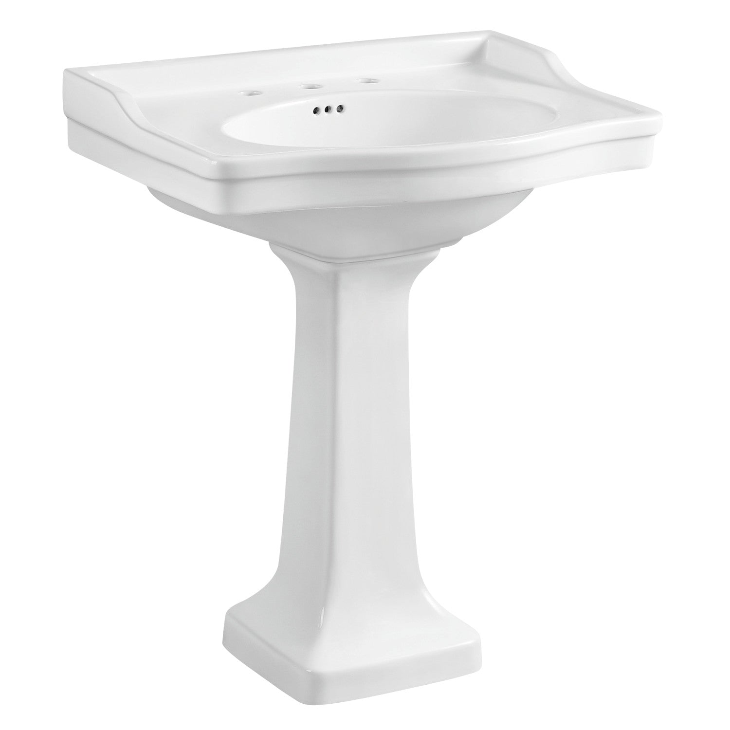 Kingston Heirloom VPB3308 - Imperial 29-15/16 Inch Wall Mount Pedestal Sink (8-Inch, 3-Hole), White