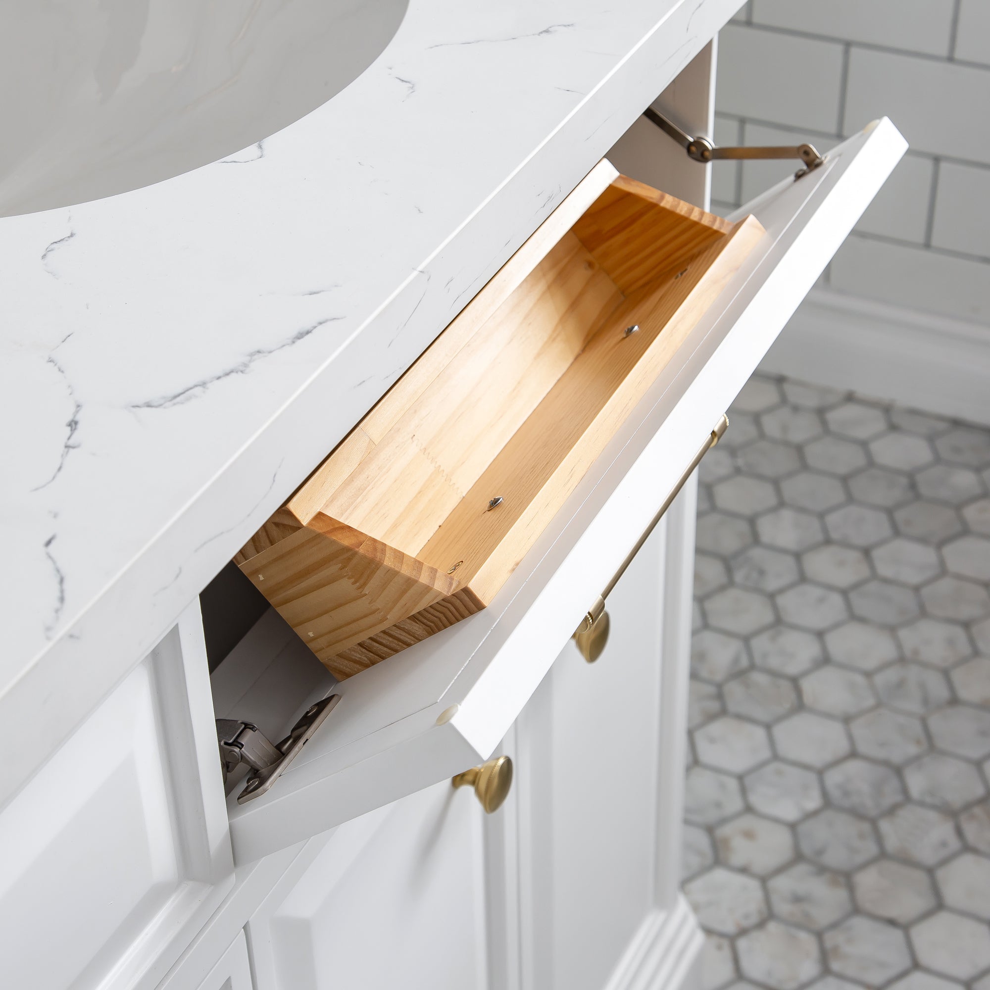 Kingston Luxe PA72QZ06PW - 72 in. x 22 in. Bathroom Vanity Quartz Top and White Basin, Pure White