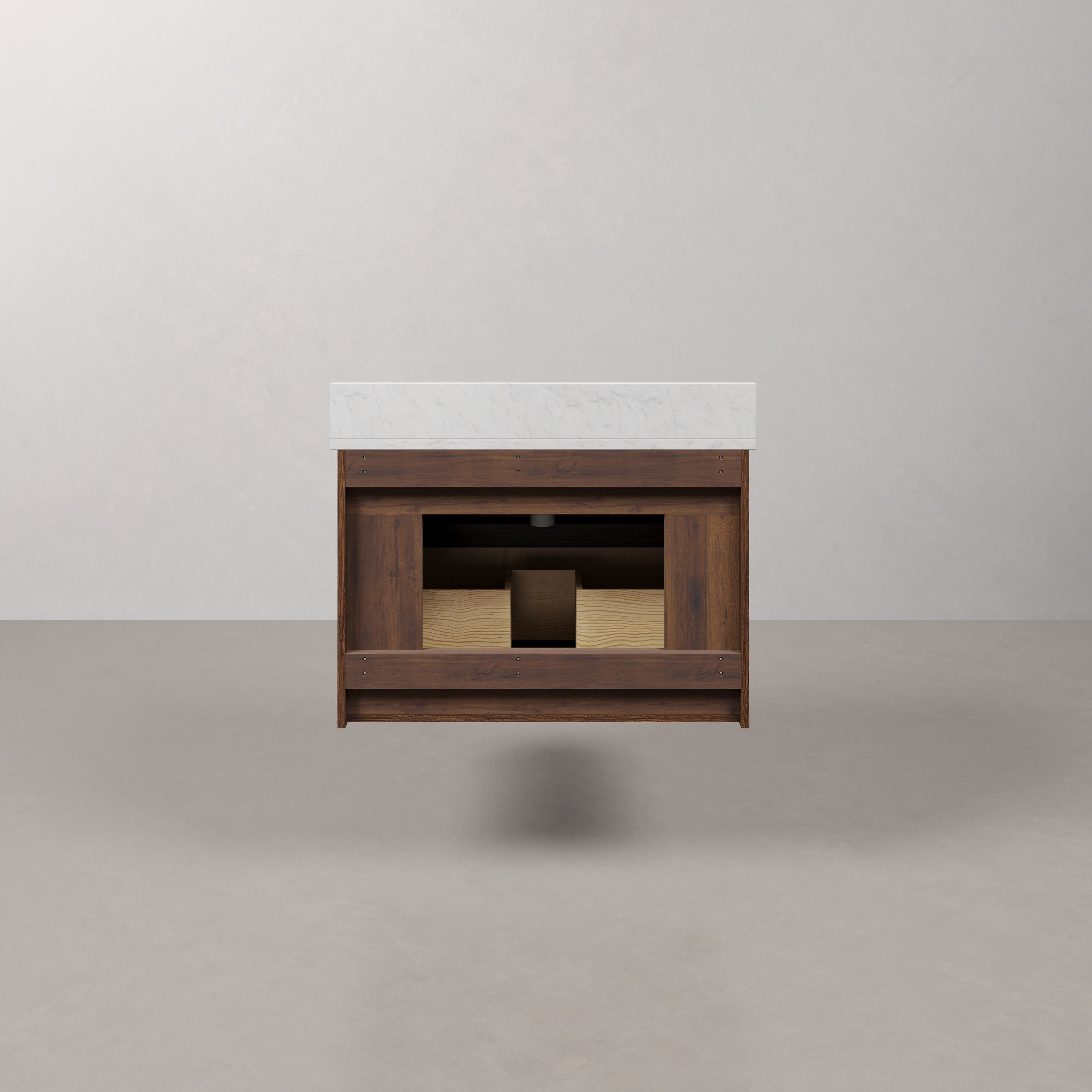 Kingston Luxe EU30EM00TO - 30 in. x 22 in. Bathroom Vanity Single Sink Freestanding with Carrara White Engineered Stone Top, Truffle Oak