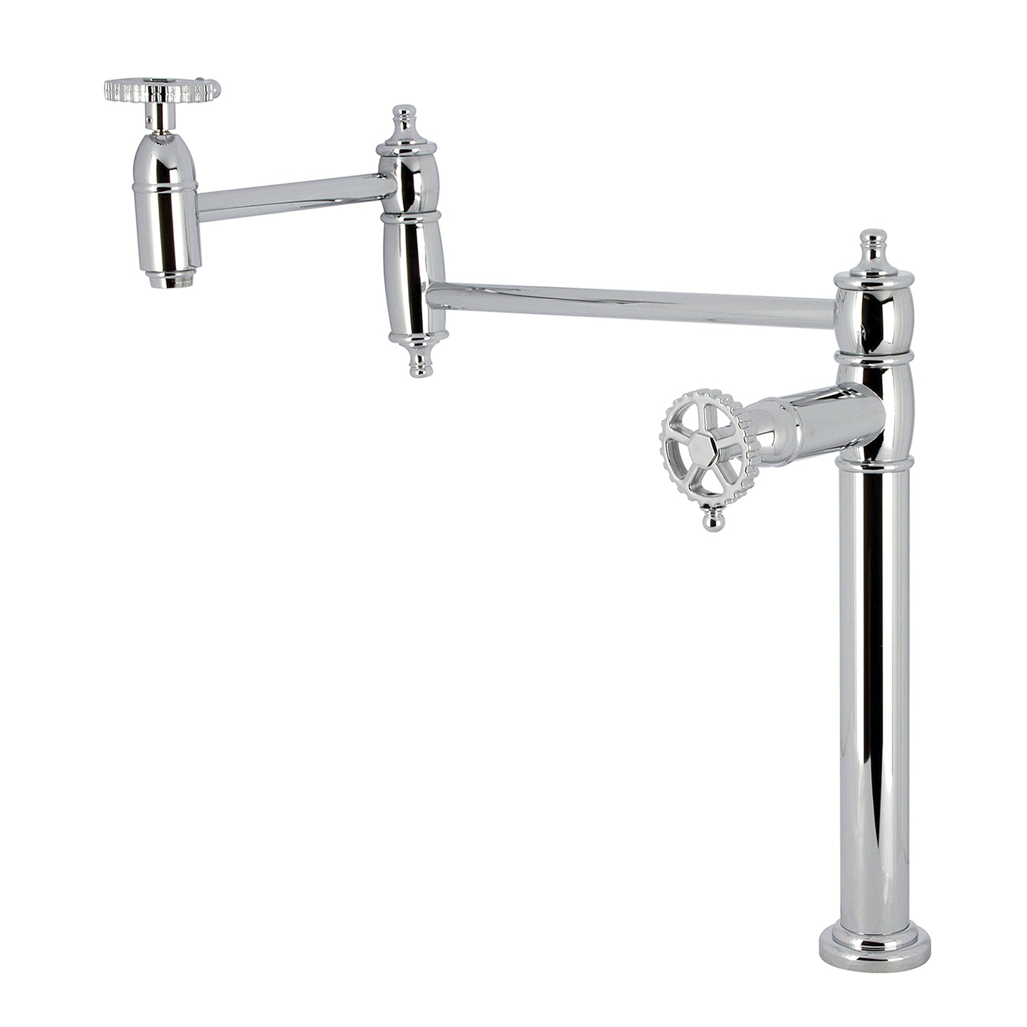 Kingston Tulare KS3701CG - Robinet de remplissage de pot de plate-forme à deux poignées Fuller 1 trou, chrome poli