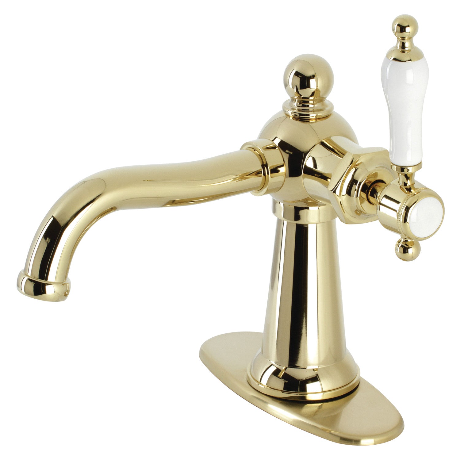 Kingston Heirloom KSD154KLPB - Robinet de salle de bain à une poignée nautique 1 trou avec plaque de pont et bonde à tirette, laiton poli