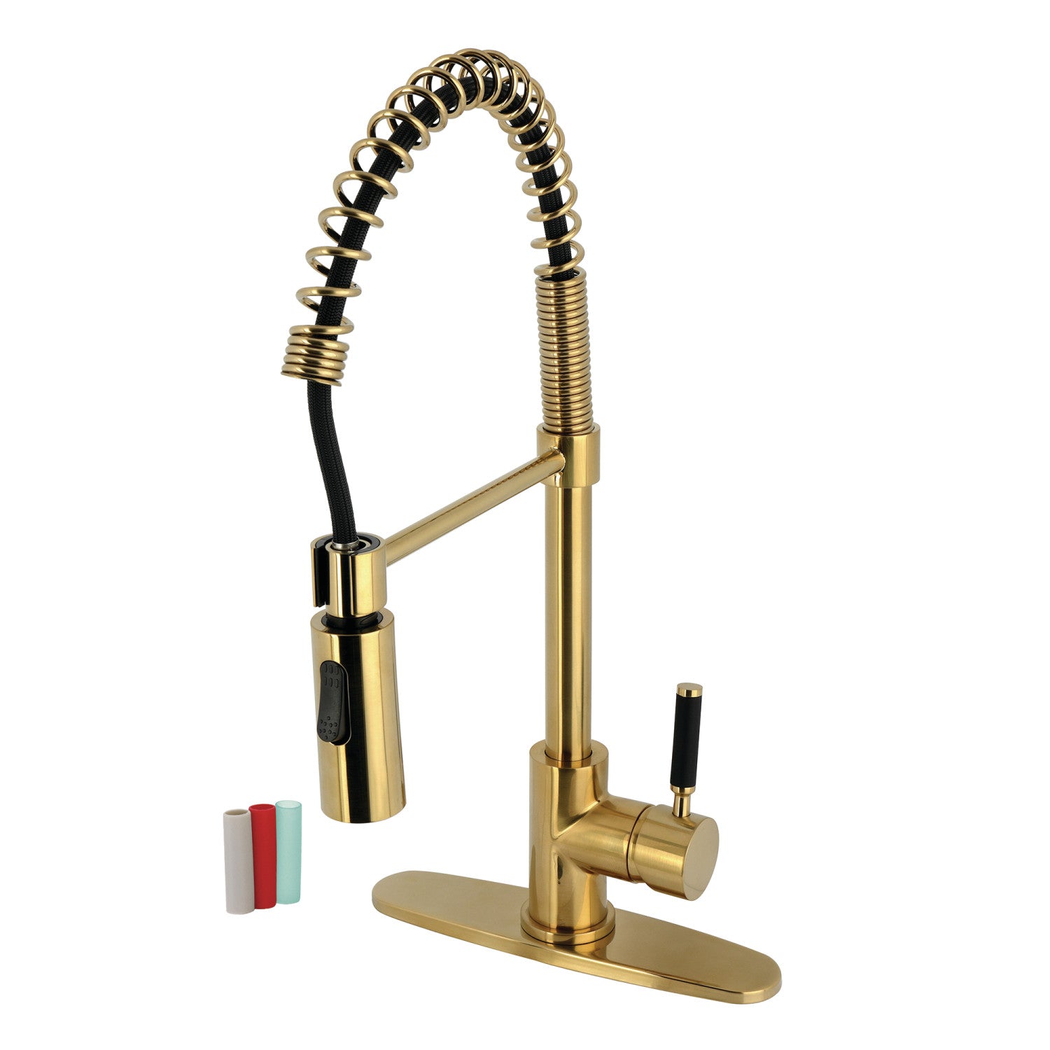 Kingston Sona LS8773DKL - Robinet de cuisine pré-rinçage à une poignée Kaiser 1 trou, laiton brossé