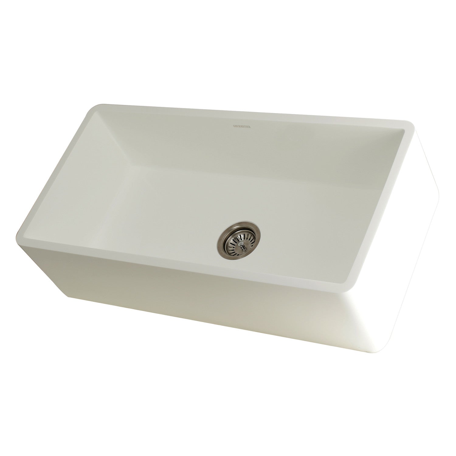 Kingston Tulare GKFA361810BC - Arcticstone 36-Inch Solid Surface White Stone Apron-Front Single Bowl Farmhouse Kitchen Sink with Strainer, Matte White