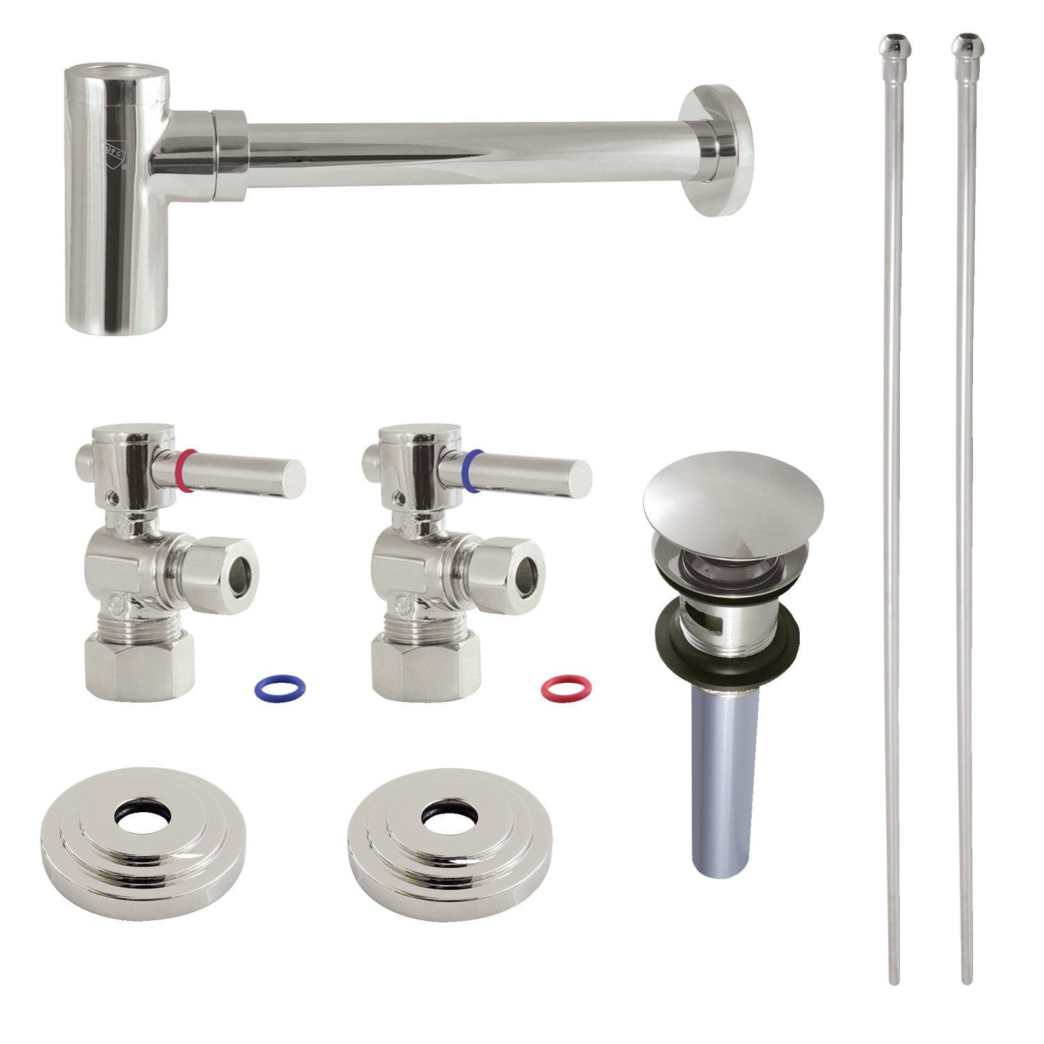 Kingston Sona CC53306DLTRMK2 - Trimscape Modern Plumbing Sink Trim Kit with Bottle Trap and Overflow Drain, Polished Nickel