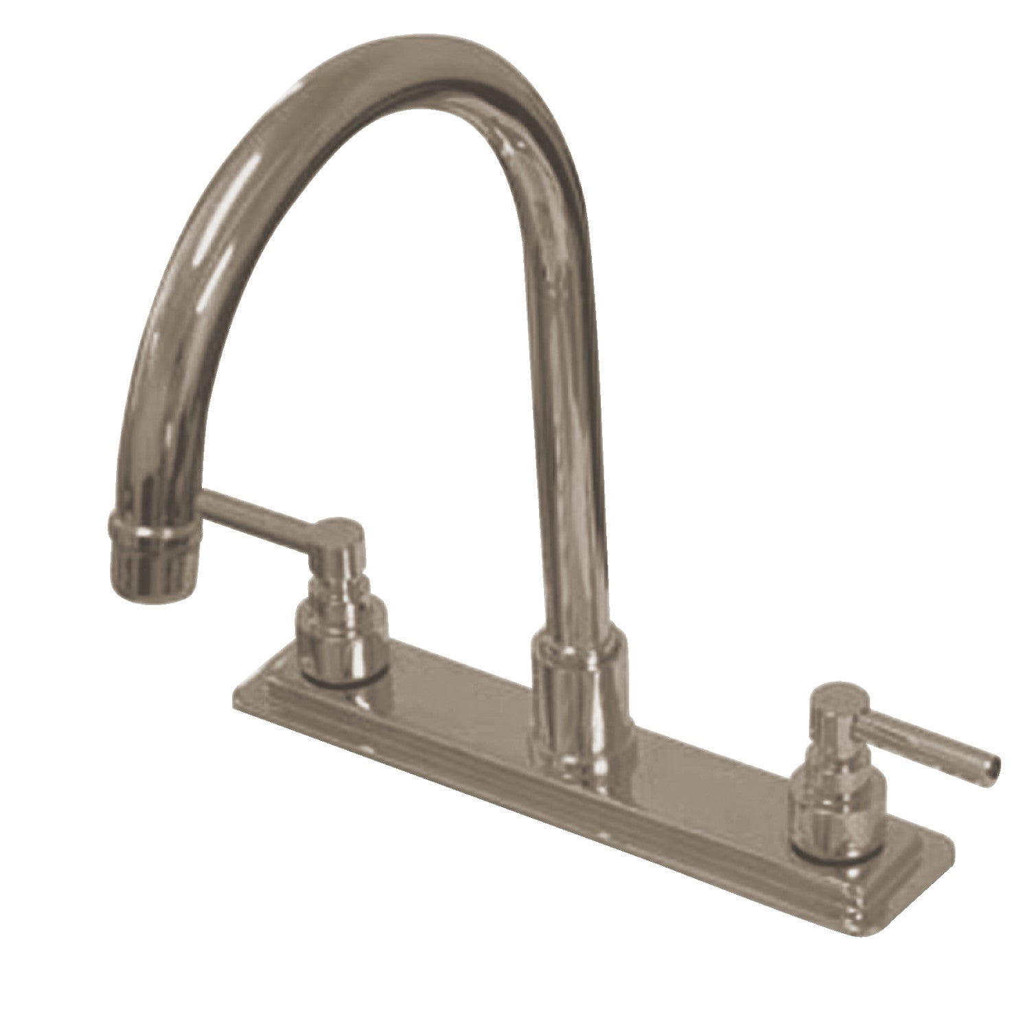 Kingston Sona KS8798ELLS - Robinet de cuisine à deux poignées Elinvar 3 trous 8", Nickel brossé