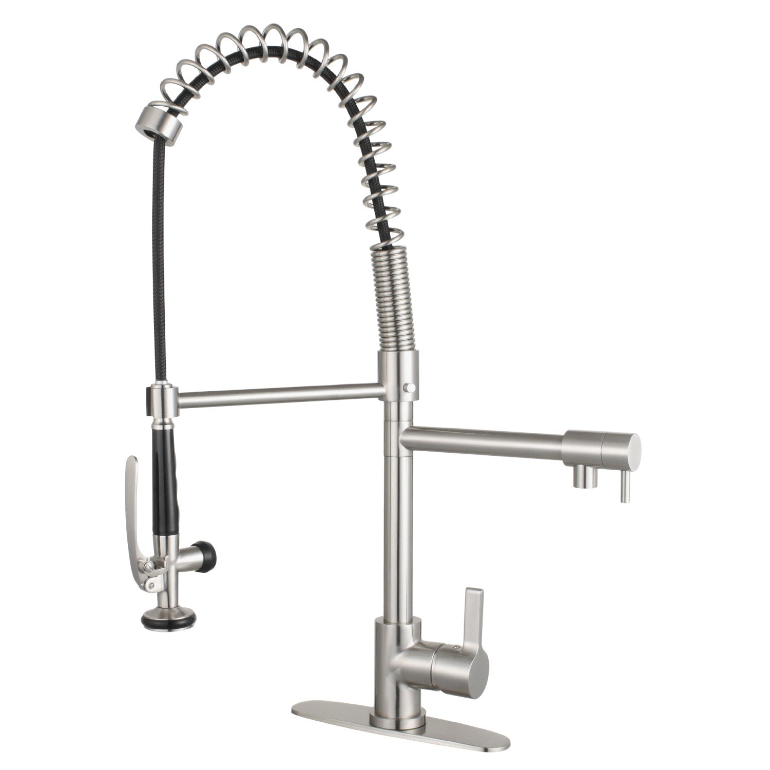Kingston Sona LS8508CTL - Continental Single-Handle 1-Hole Deck Mount Pre-Rinse Kitchen Faucet, Brushed Nickel