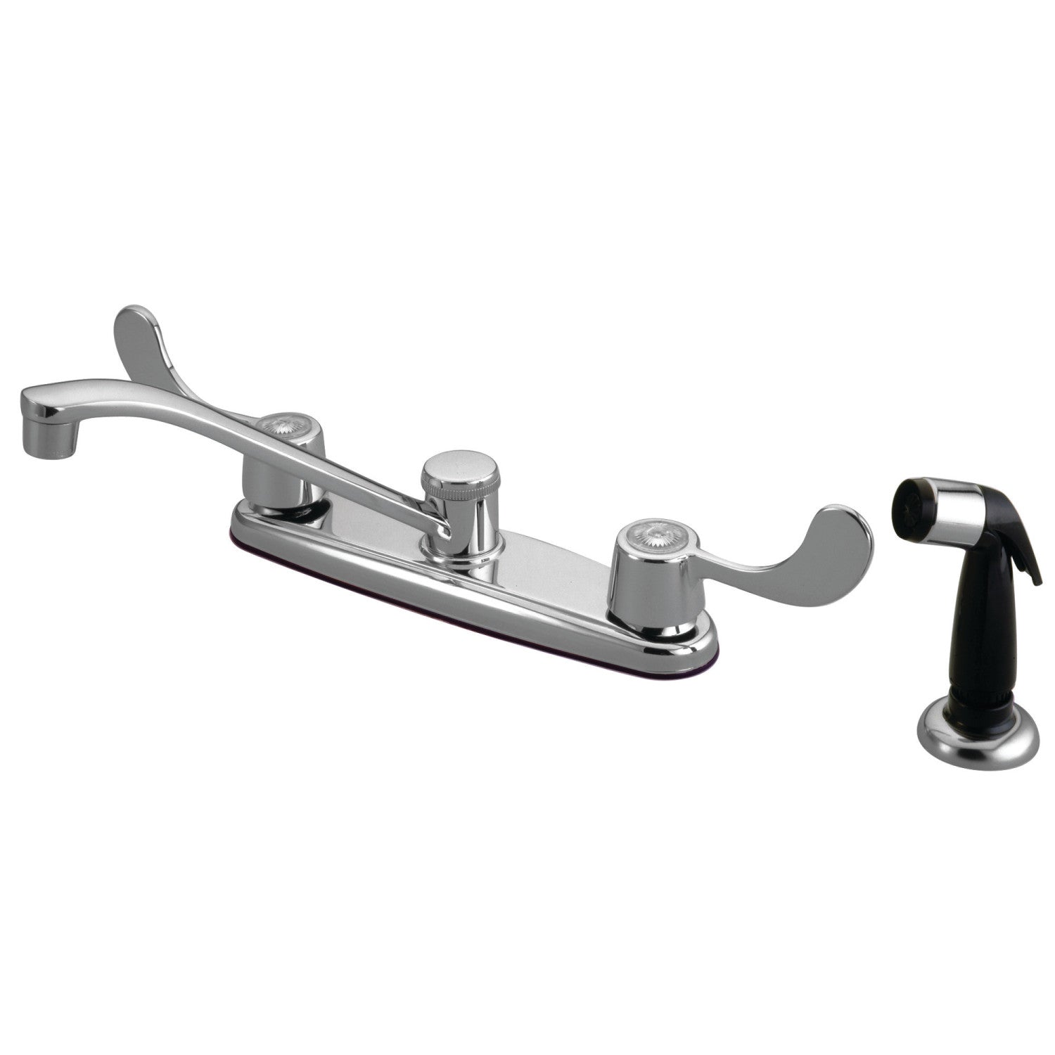 Kingston Tulare KB292 - Robinet de cuisine à deux poignées Magellan 4 trous 8" avec pulvérisateur latéral, chrome poli