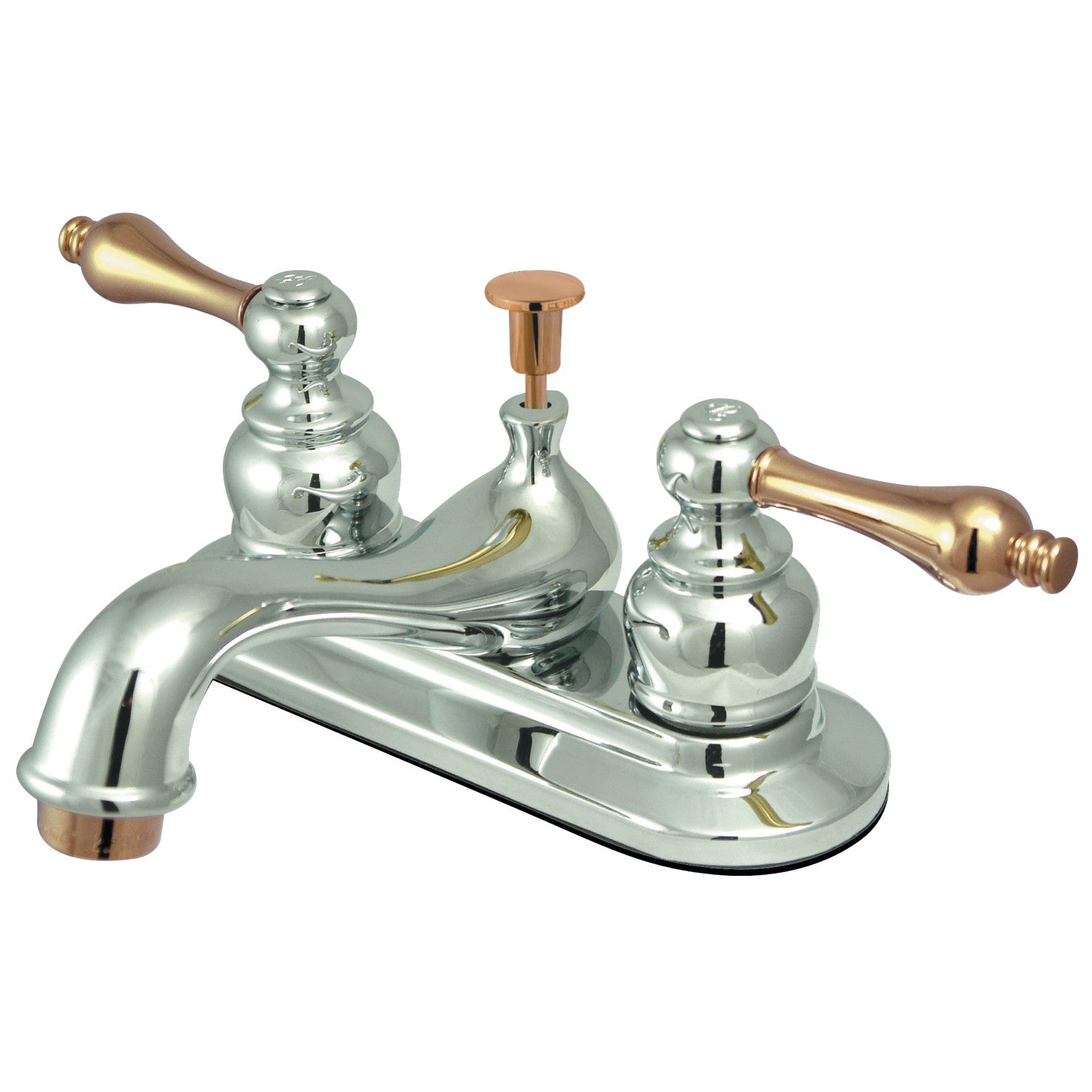 Kingston Heirloom KB604AL - Restoration Double-Handle 3 trous montage sur plage 4-Inch Centerset Robinet de salle de bains avec drain à tirette, poli Chrome / laiton poli