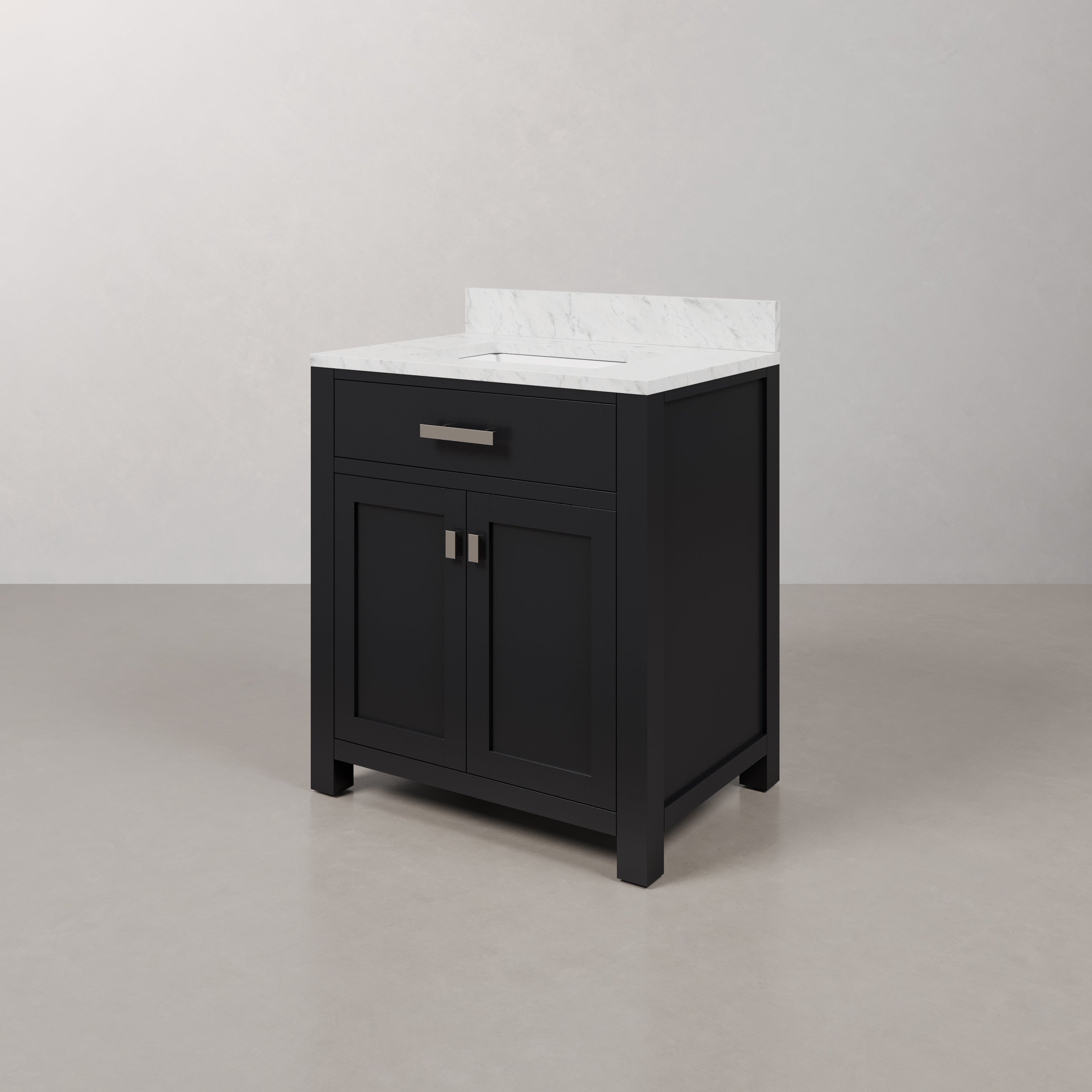 Kingston Luxe MS30CW01ES - 30 in. x 21.5 in. Bathroom Vanity Single Sink with Carrara White Marble Top, Espresso