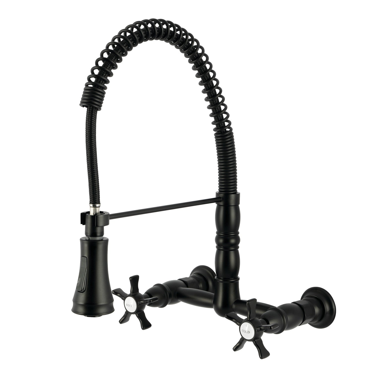 Kingston Tulare GS1240NX - Hamilton Double-Handle 2 trous Robinet de cuisine pré-rouleau, noir mat