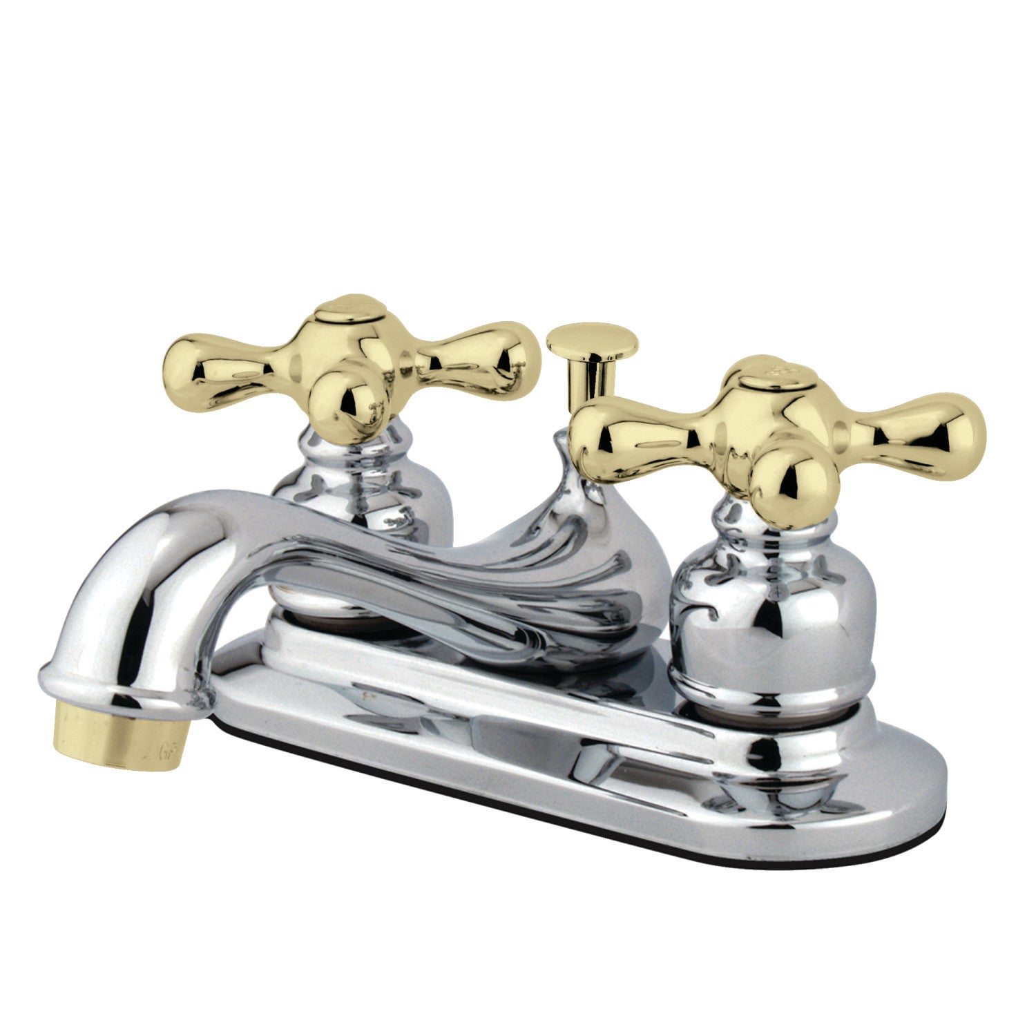 Kingston Heirloom KB604AX - Restoration Double-Handle 3 trous montage sur plage 4-Inch Centerset Robinet de salle de bains avec drain à tirette, poli Chrome / laiton poli