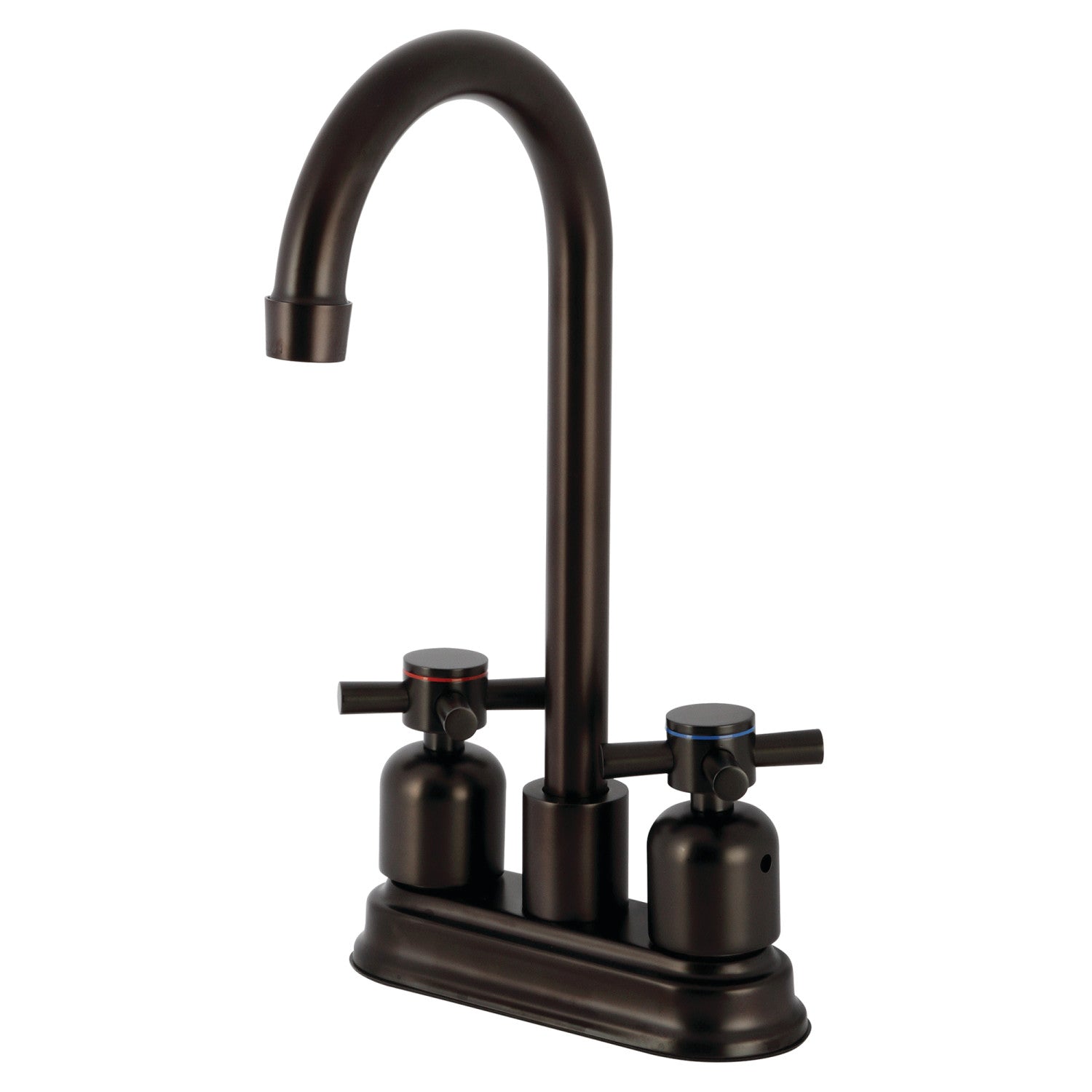 Kingston Tulare KB8495DX - Robinet de barre de plate-forme à deux poignées Concord 2 trous, bronze huilé