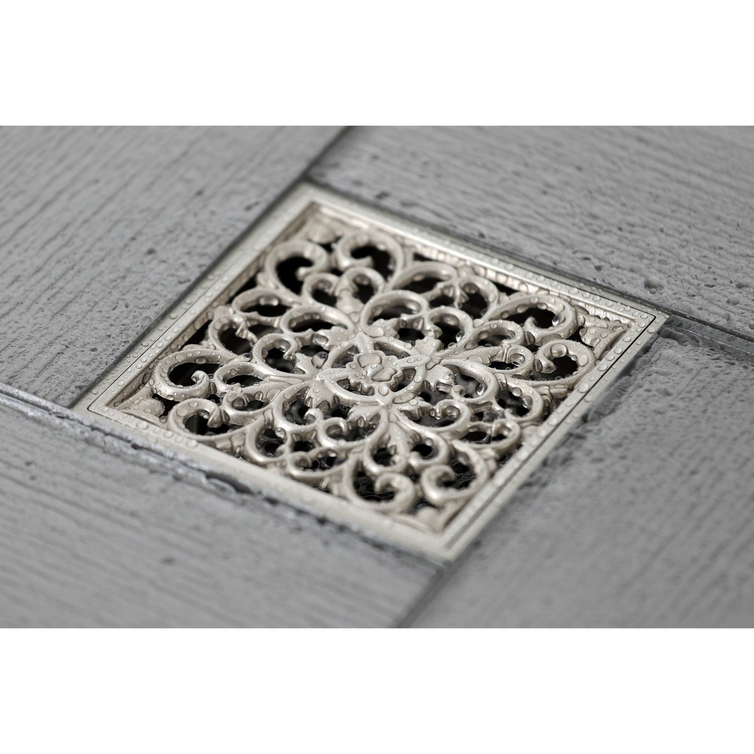 Kingston Watercourse BSF9771BN 4-Inch Brass Square Grid Shower Drain with Hair Strainer, Brushed Nickel