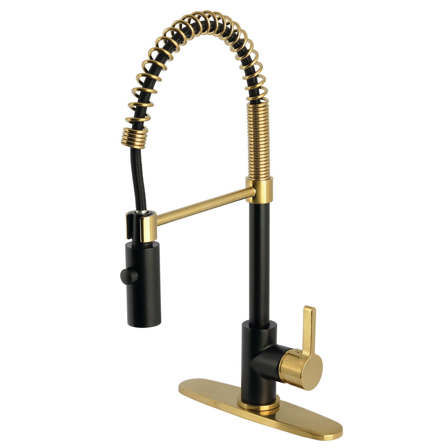 Kingston Sona LS877CTLMBBB - Continental monomanche 1 trou montage sur plage Robinet de cuisine pré-rinçage, noir mat / laiton brossé