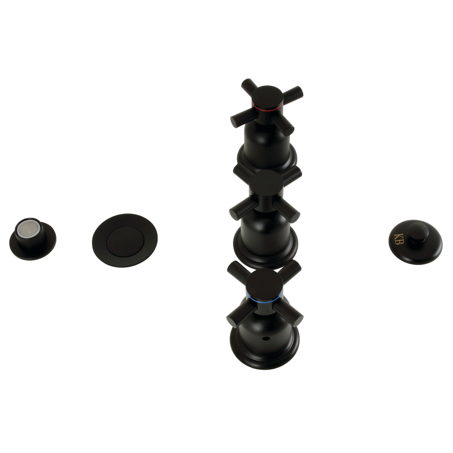 Kingston Sona KB6320DX - Robinet de bidet vertical à trois poignées Concord, en laiton, noir mat