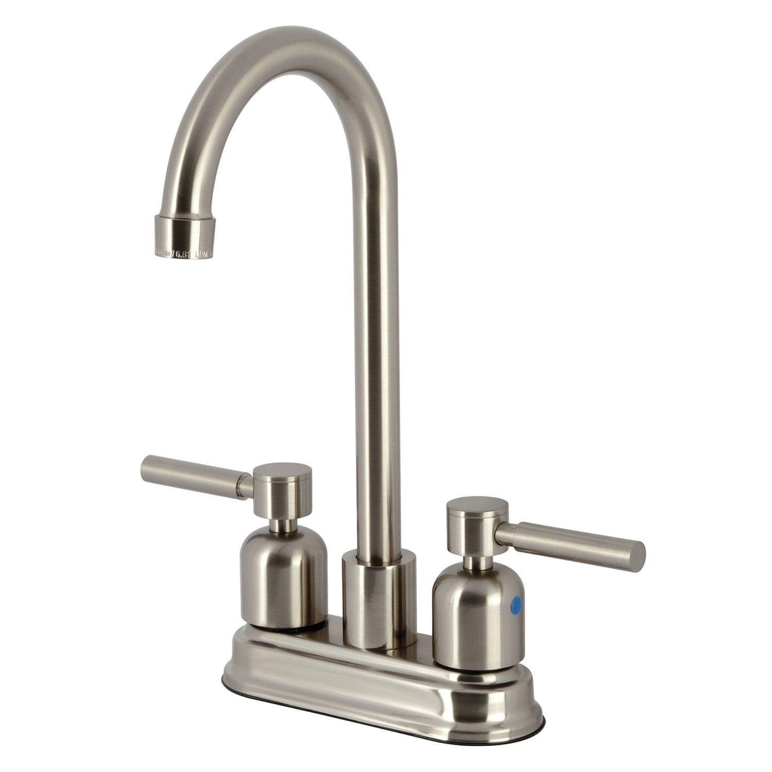 Kingston Tulare KB8498DL - Robinet de bar à deux poignées Concord 2 trous, nickel brossé