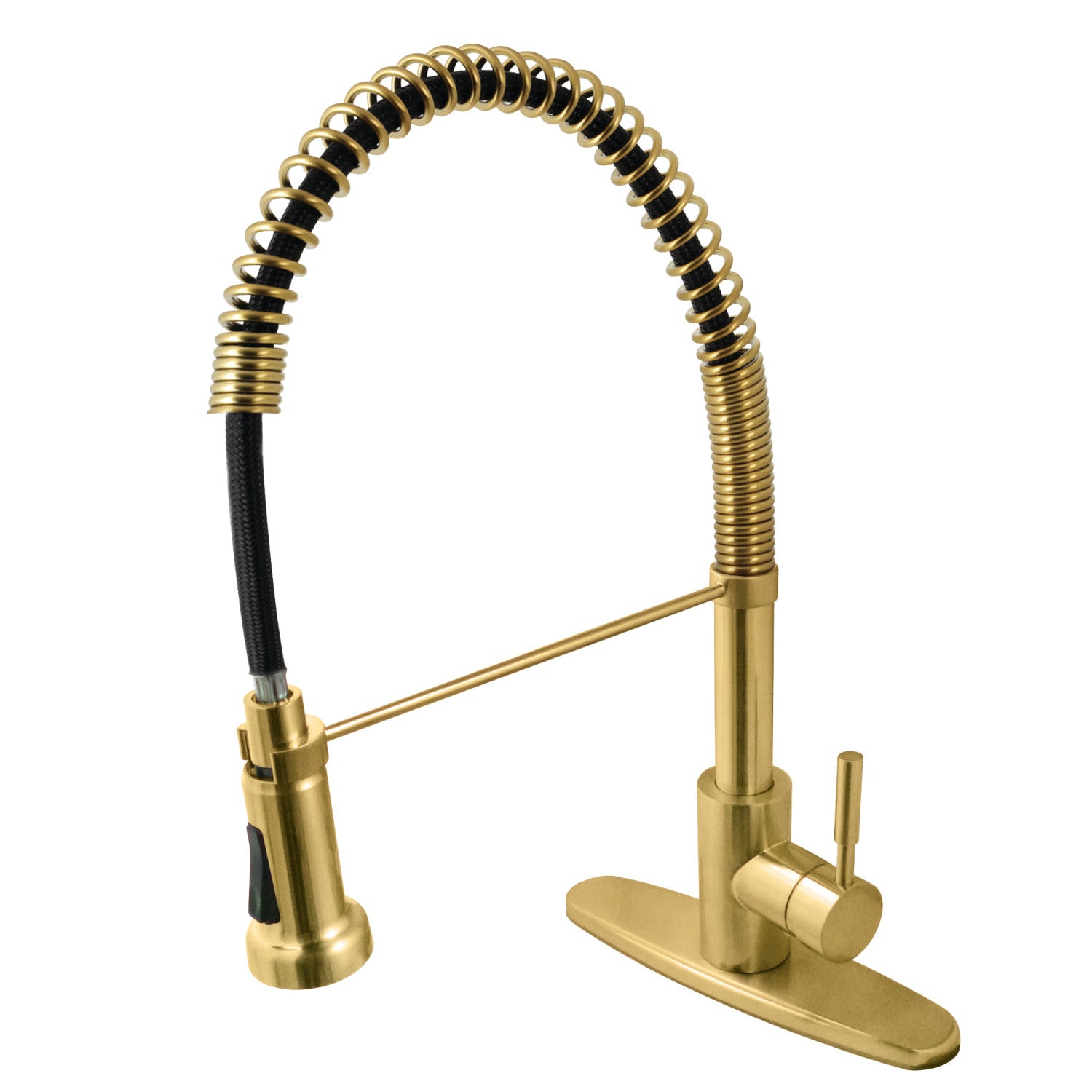 Kingston Sona GSY8887DL - Concord Robinet de cuisine monomanche 1-or-3 trou de pont pré-rinçage robinet de cuisine, laiton brossé