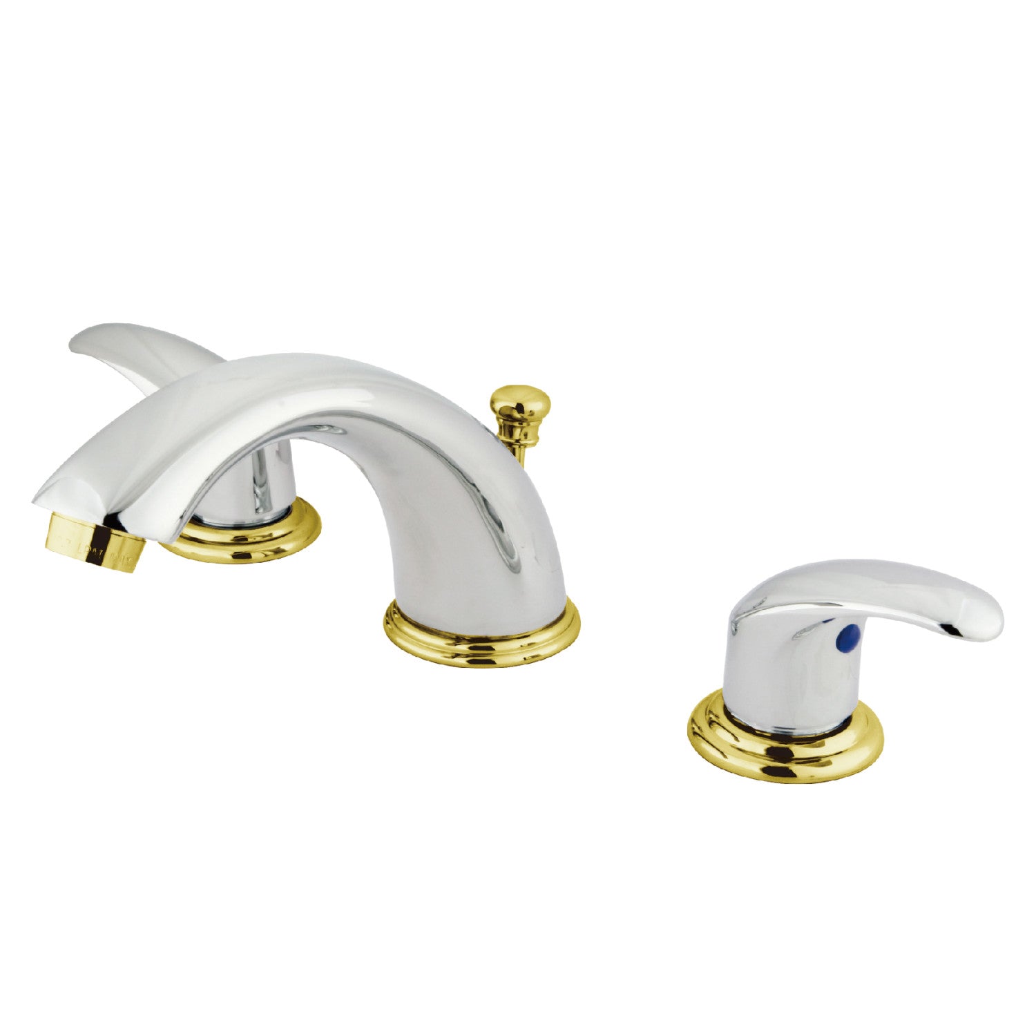 Kingston Tulare KB6964LL - Legacy Two-Handle 3-Hole Deck Mount Widespread Bathroom Faucet with Pop-Up Drain, Polished Chrome/Polished Brass