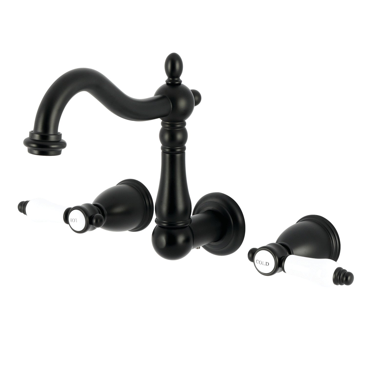 Kingston Heirloom KS1250BPL - Robinet de salle de bain à double poignée Bel-Air 3 trous, noir mat