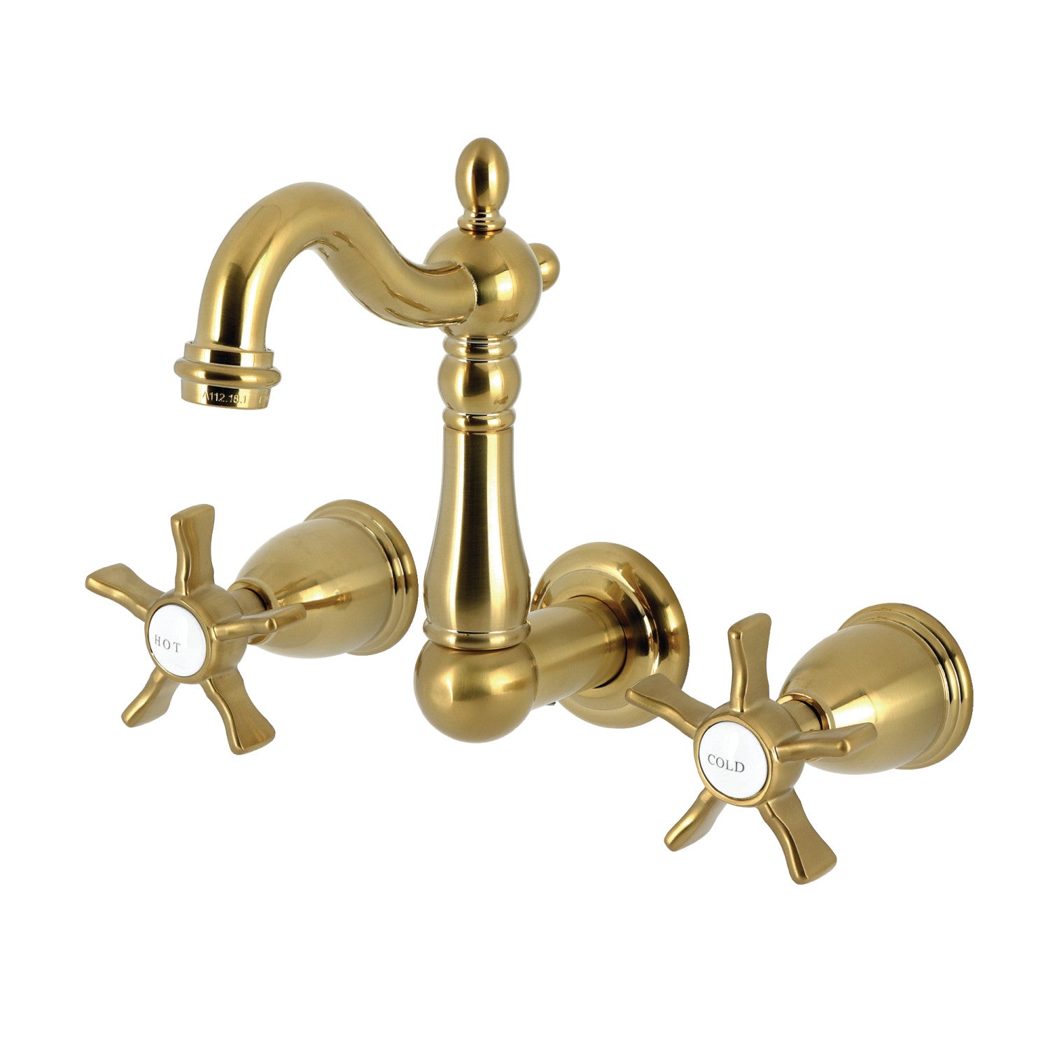 Kingston Heirloom KS1227NX - Hamilton Double-Handle 3 trous Robinet de salle de bains mural, laiton brossé