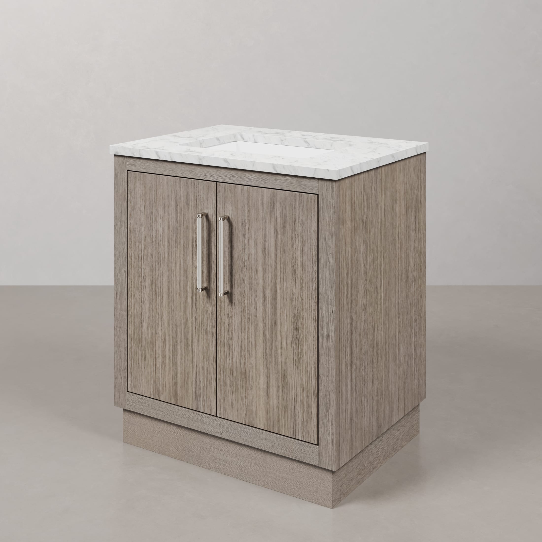 Kingston Luxe HU30CW01GK - 30 in. x 22 in. Bathroom Vanity Marble Top and White Basin, Grey Oak