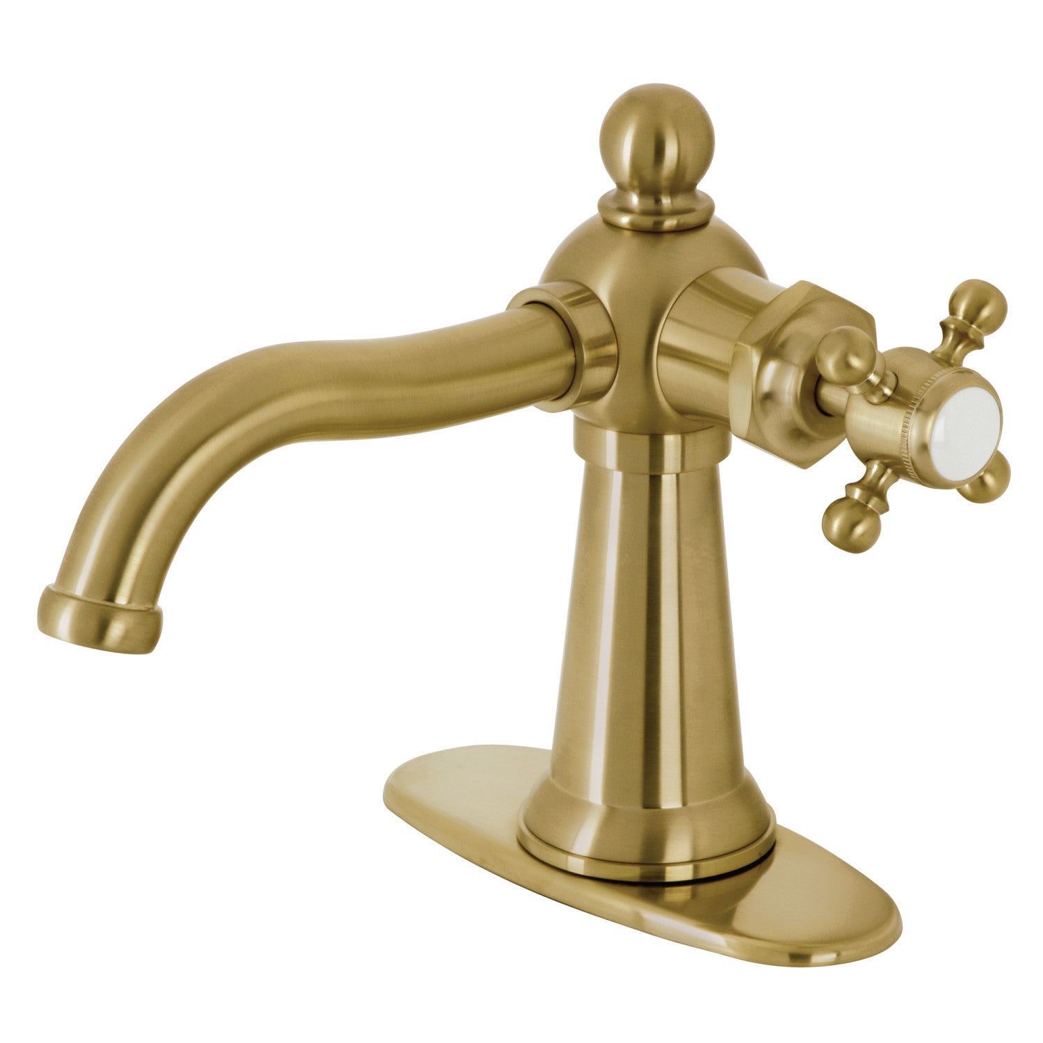 Kingston Heirloom KSD154BXBB - Robinet de salle de bain à une poignée nautique 1 trou avec plaque de pont et bonde à tirette, laiton brossé