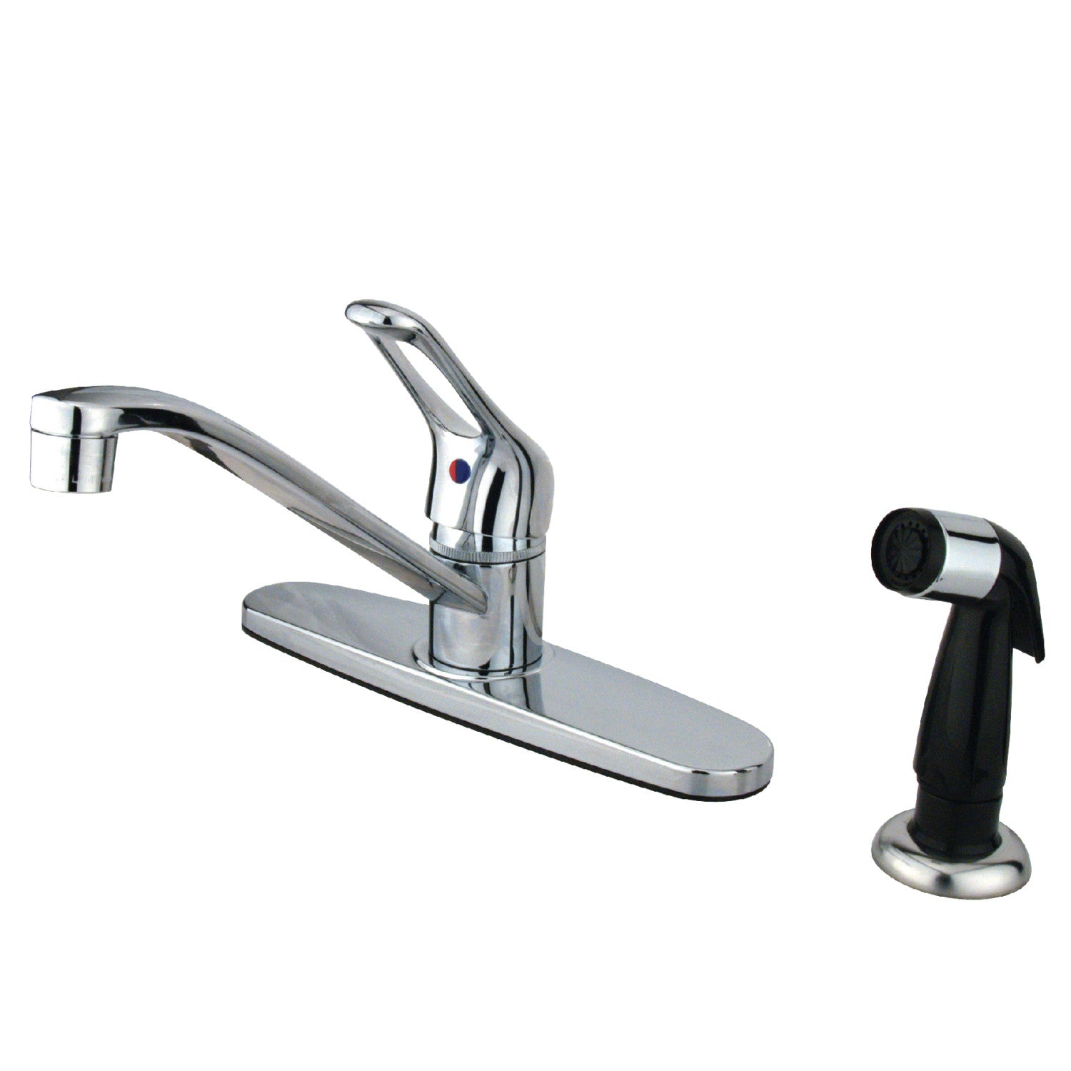 Kingston Wyndham KB562 Robinet de cuisine central 4 trous 8" avec pulvérisateur latéral, chrome poli
