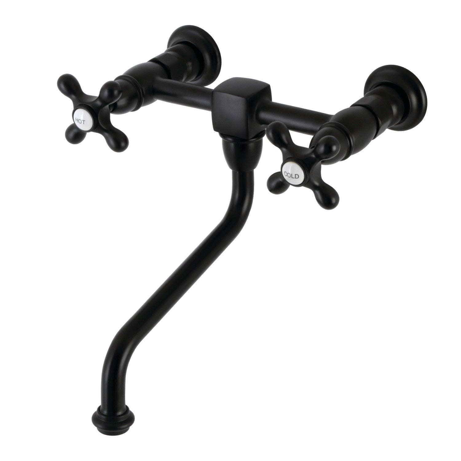 Kingston Heirloom KS1210AX - Robinet de salle de bains à double poignée Heritage 2 trous, noir mat