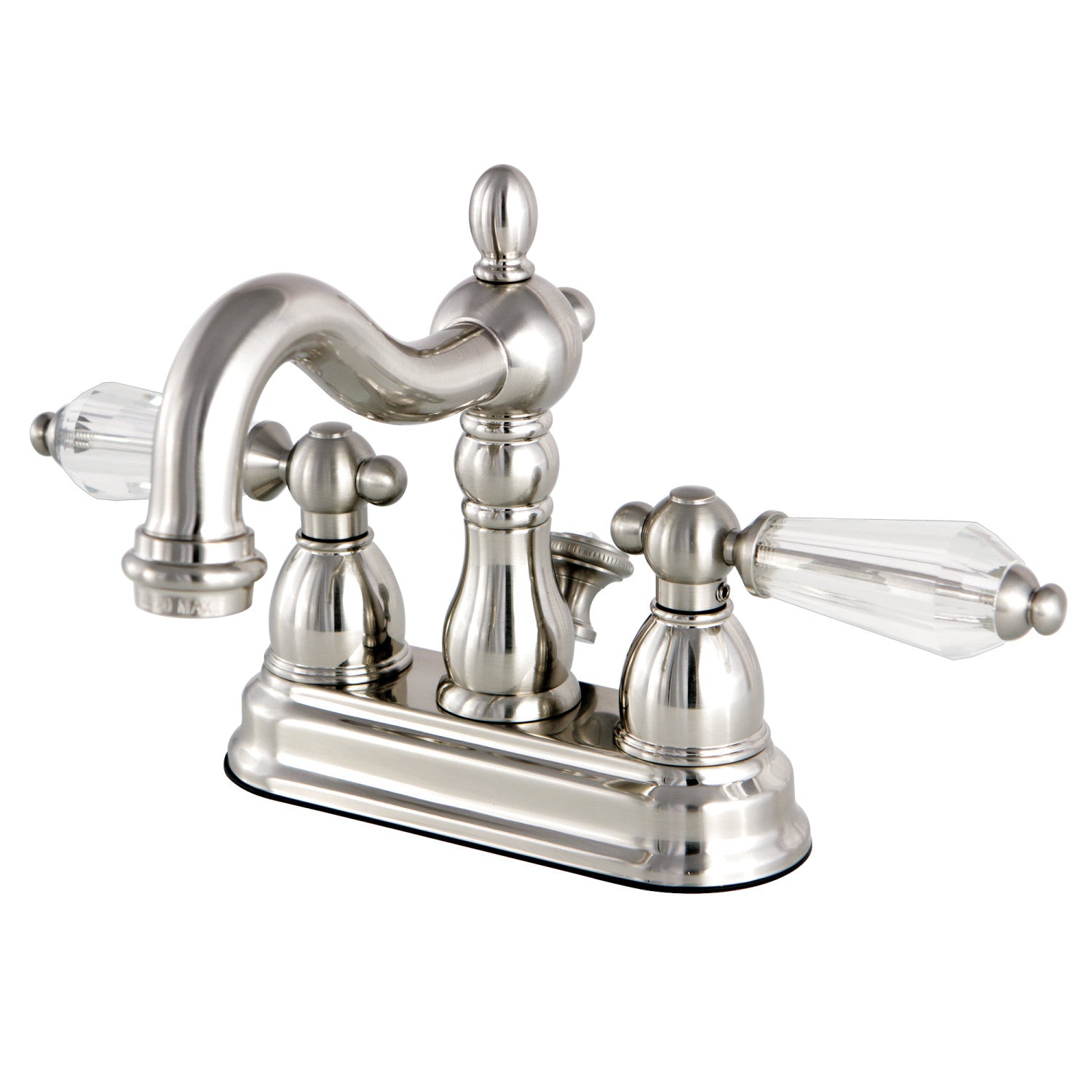 Kingston Heirloom KB1608WLL - Wilshire Double-Handle 3 trous montage sur plage 4-Inch Centerset Robinet de salle de bains avec drain à tirette, Nickel brossé