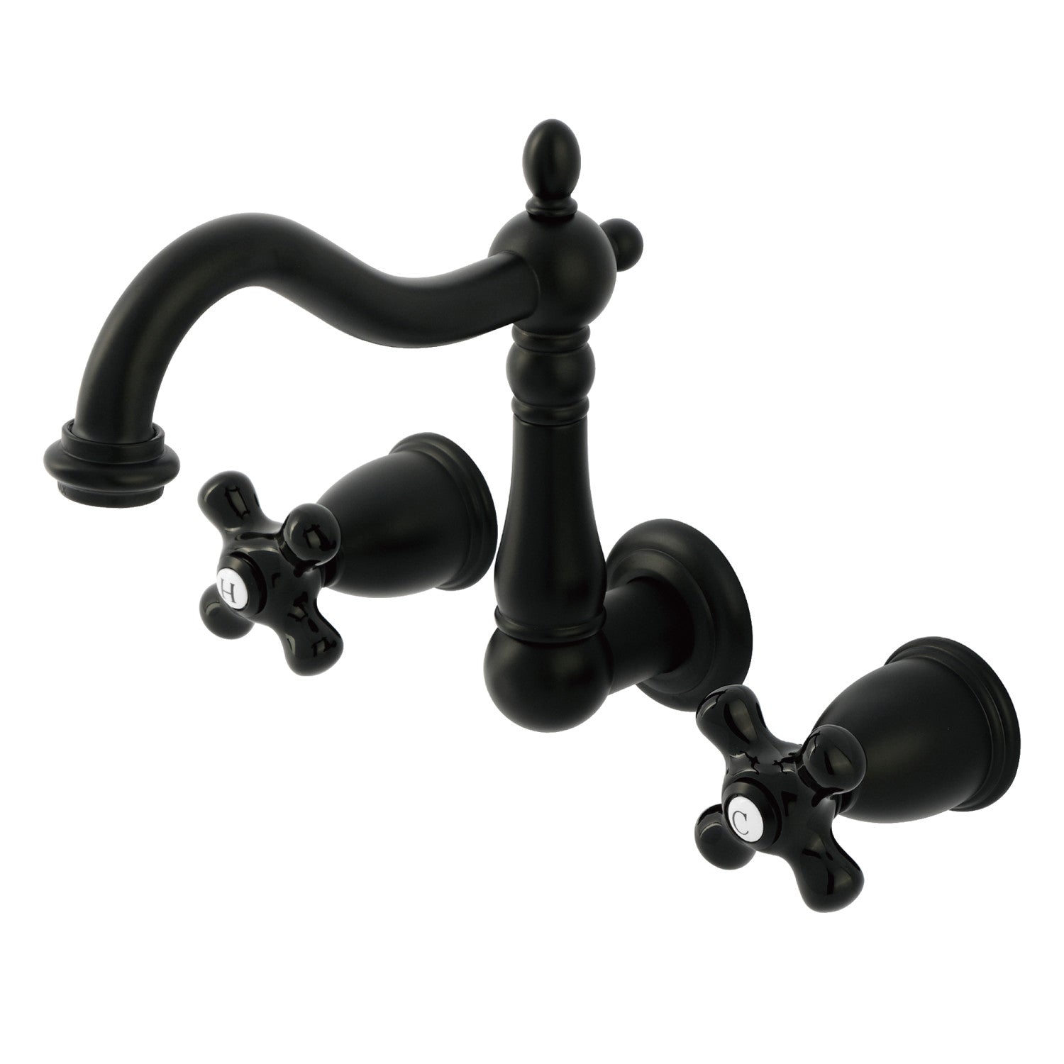 Kingston Heirloom KS1250PKX - Robinet de salle de bain à double poignée 3 trous, noir mat