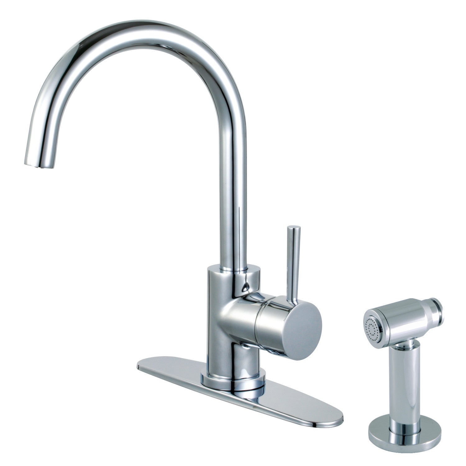 Kingston Sona LS8571DLBS - Robinet de cuisine à une poignée Concord 2 trous avec pulvérisateur latéral en laiton, chrome poli