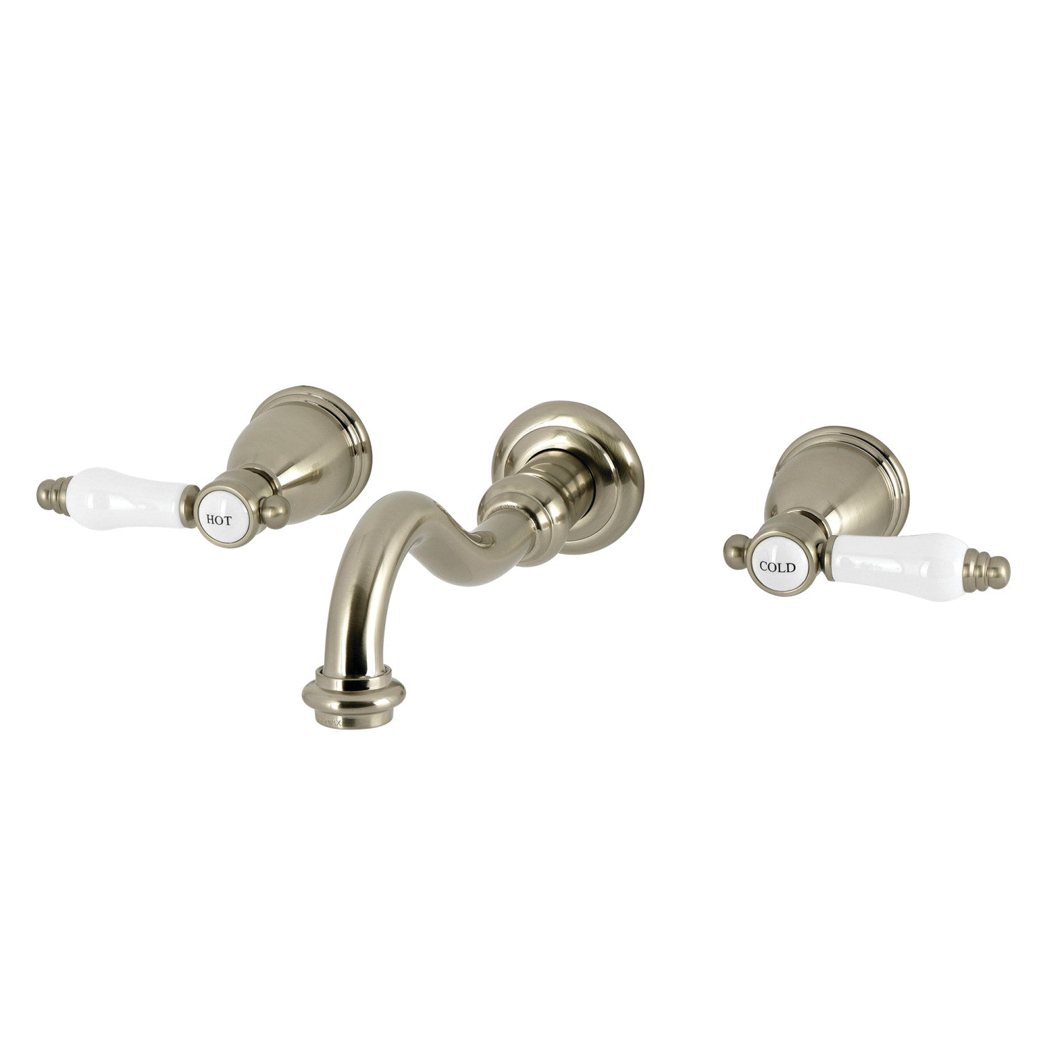 Kingston Heirloom KS3128BPL - Bel-Air Double-Handle 3 trous Robinet de salle de bain mural, Nickel brossé
