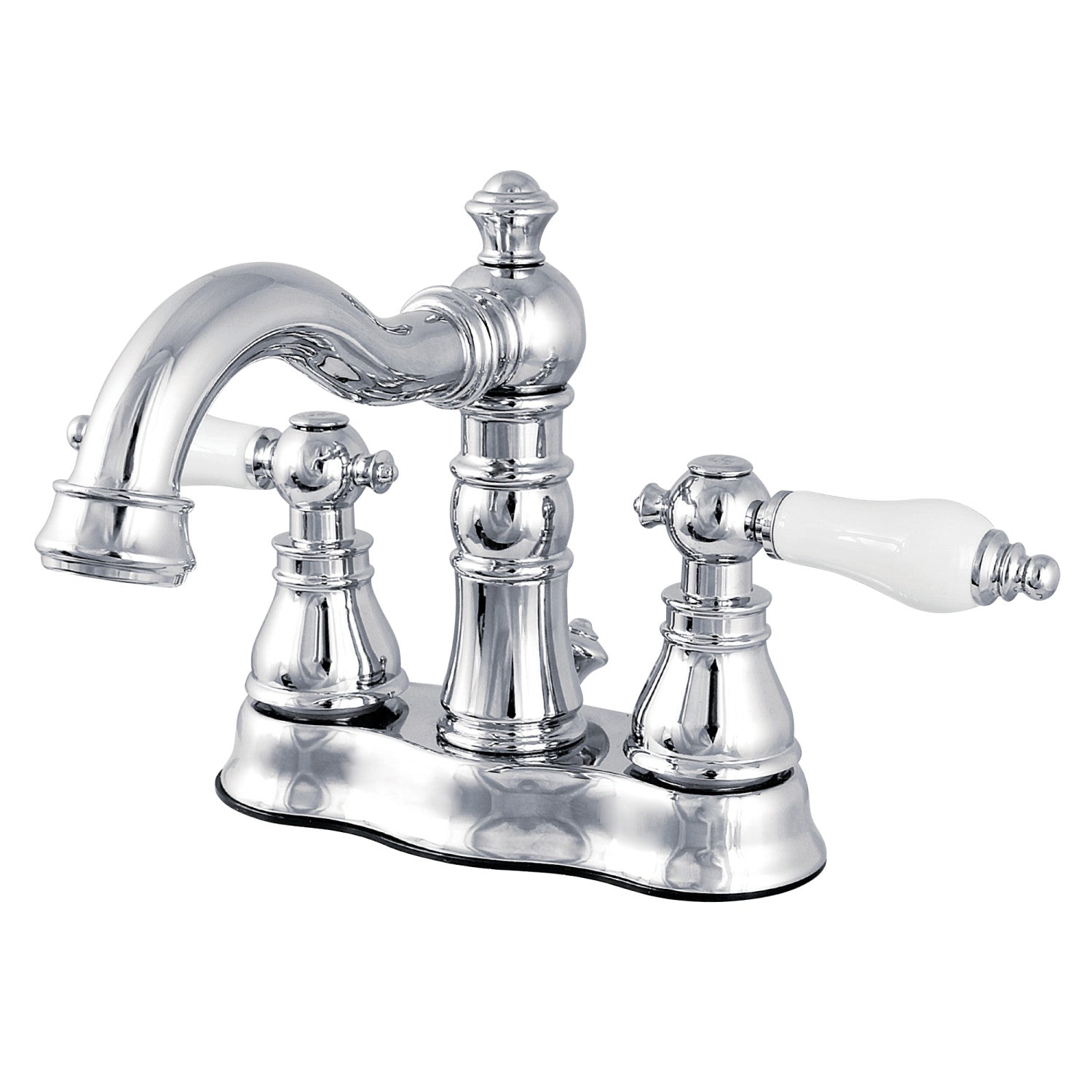 Kingston Heirloom FSC1601APL - American Patriot Double-Handle 3 trous montage sur plage 4-Inch Centerset Robinet de salle de bains avec laiton à tirette, Chrome poli