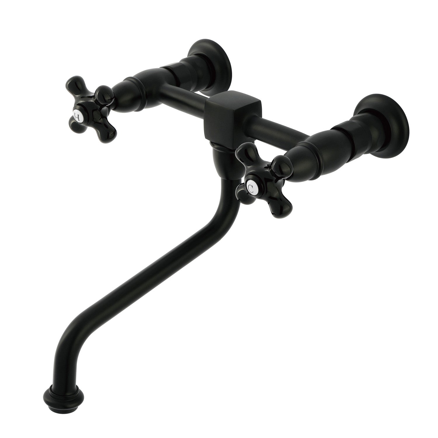 Kingston Heirloom KS1210PKX - Robinet de salle de bain à double poignée 2 trous, noir mat